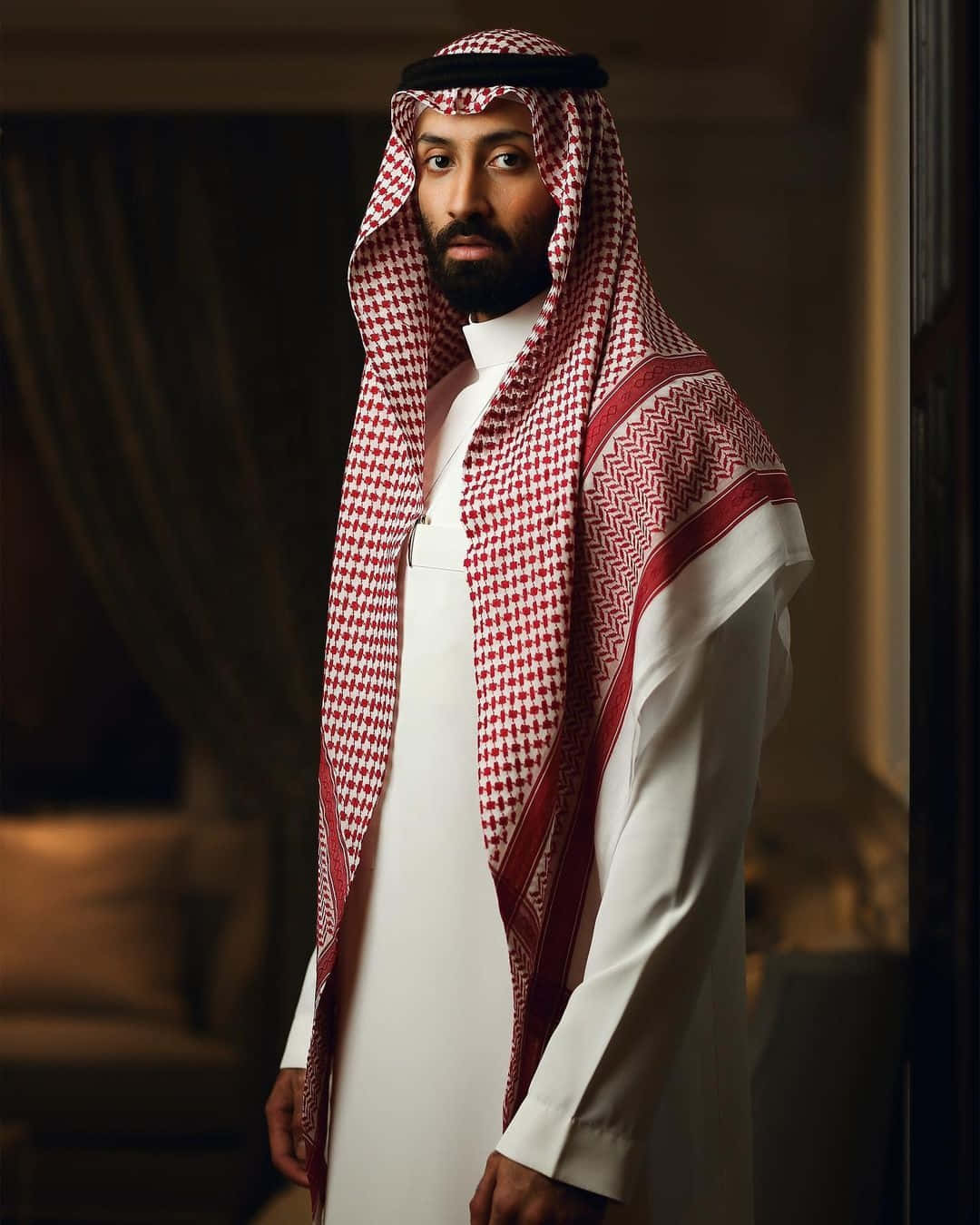 Arab man, traditional Saudi attire, bedroom, HD Phone Wallpaper