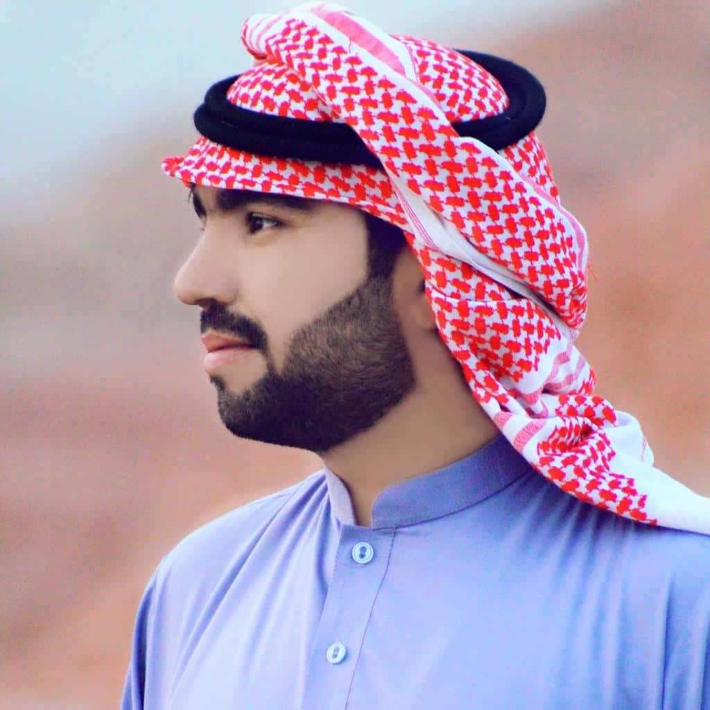 Arab man, kandora, red white checkered keffiyeh, SD Desktop Wallpaper