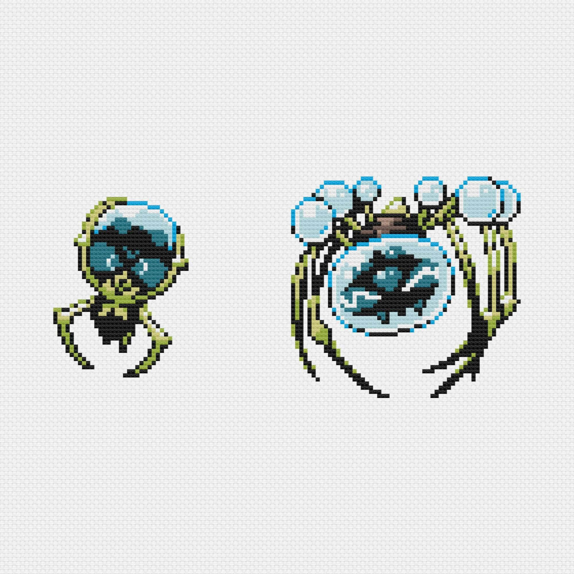 Araquanid, pixel art, blue eyes, Full HD Desktop Wallpaper
