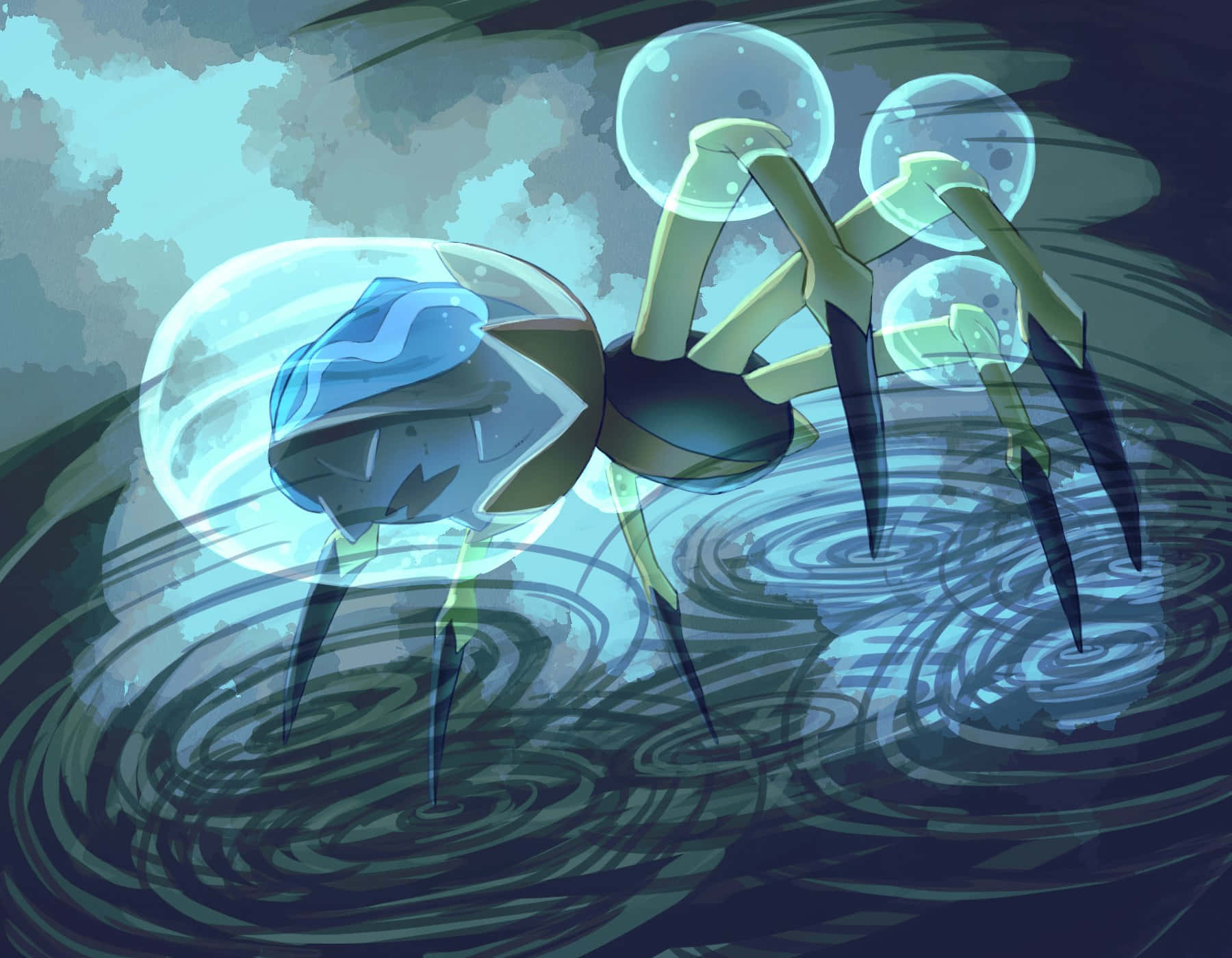 Araquanid, glowing blue, spider-like creature, HD Desktop Wallpaper