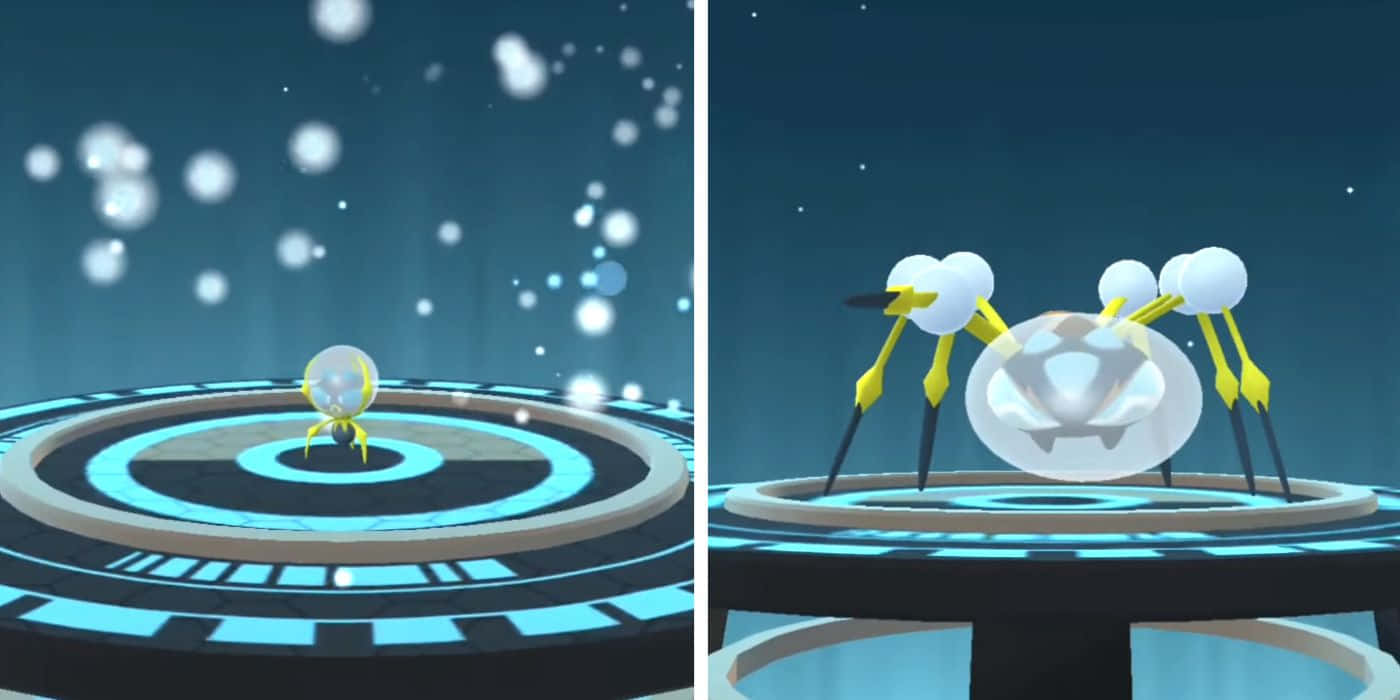Araquanid, glowing yellow and white, spider-like Pokémon, HD Desktop Wallpaper