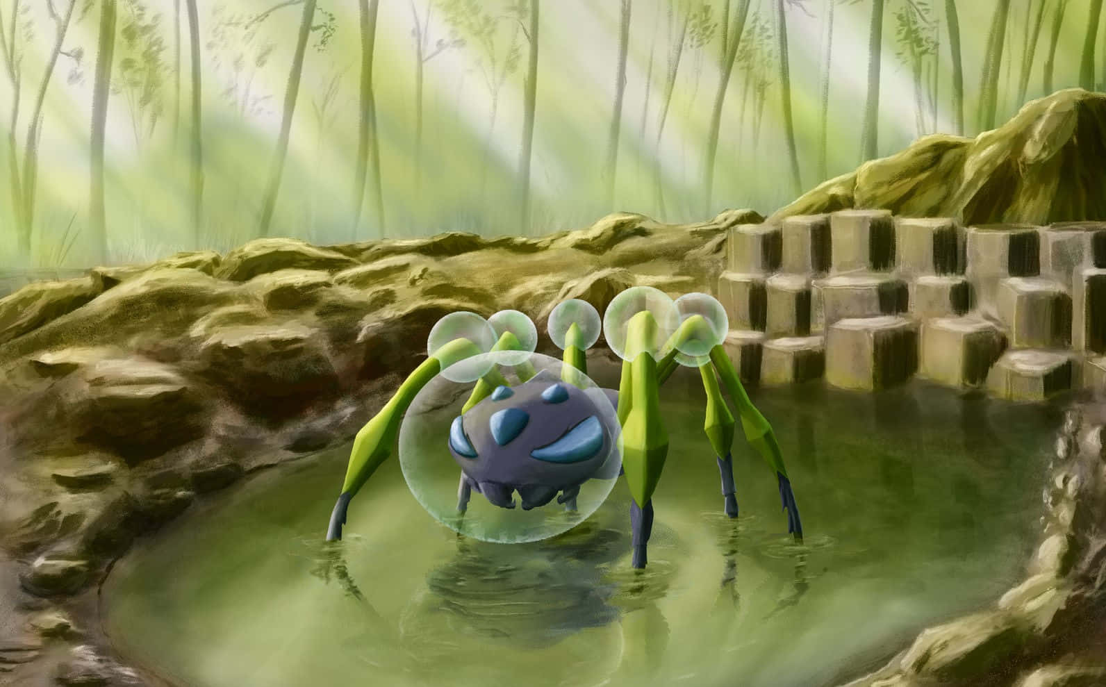 Araquanid, hot springs pool, murky green pond, HD Desktop Wallpaper