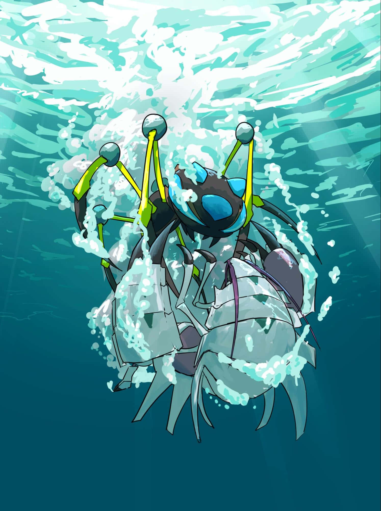 Araquanid, glowing blue eyes, green limbs, Full HD Phone Wallpaper