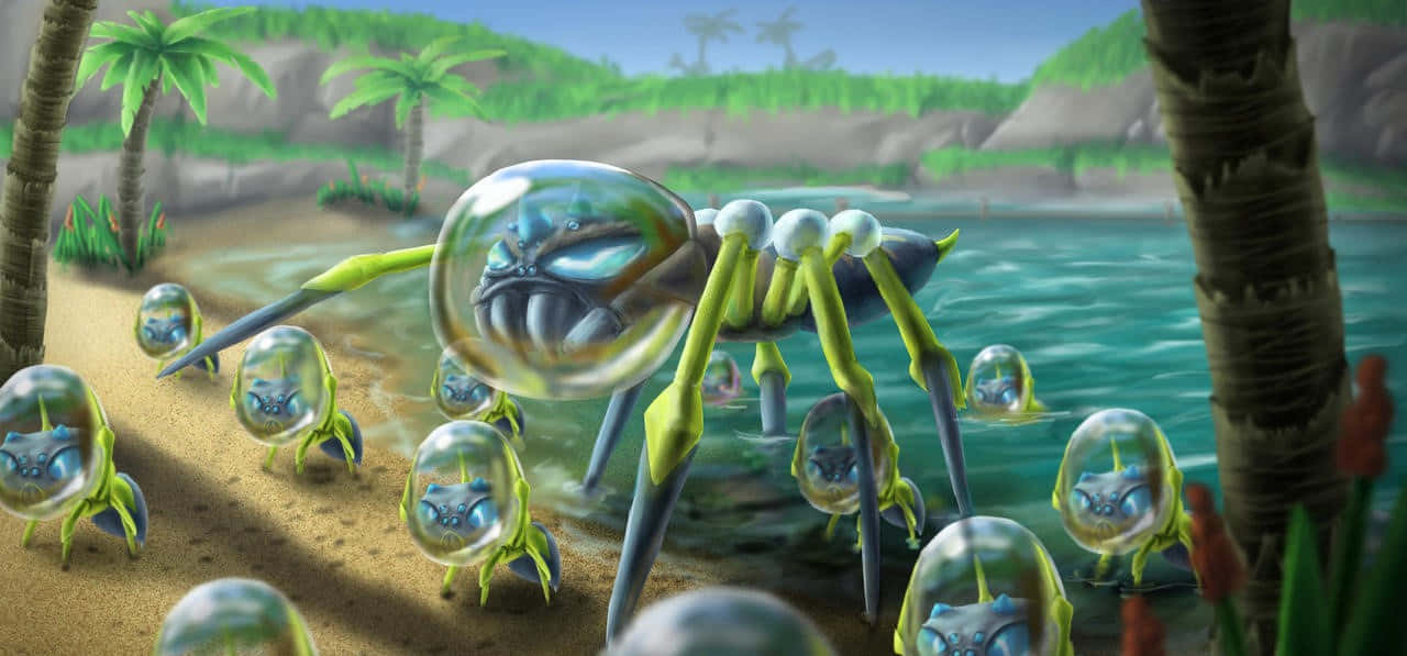 Araquanid, dewpiders, translucent alien spiders, HD Desktop Wallpaper