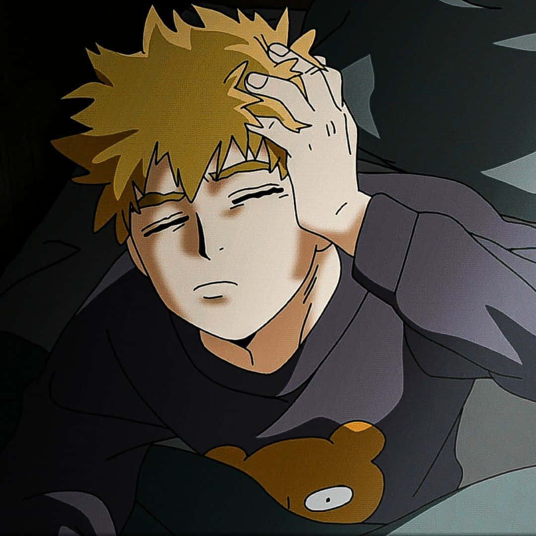 Arataka Reigen, spiky blonde hair, teddy bear, SD Desktop Wallpaper