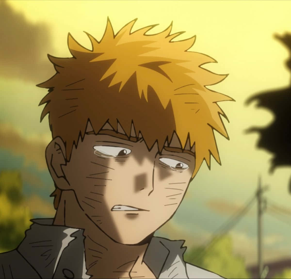 Arataka Reigen, spiky-haired anime boy, tired eyes, SD Desktop Wallpaper