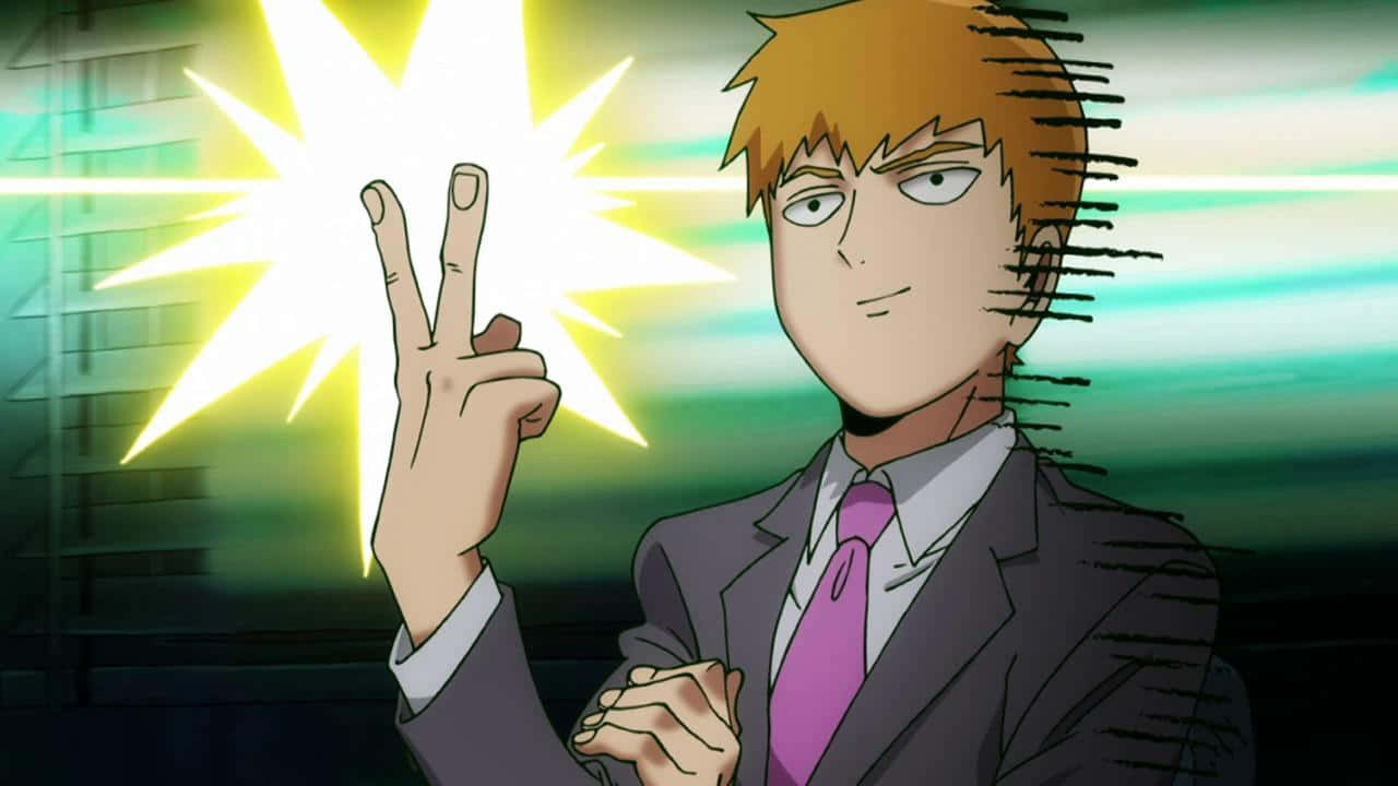 Arataka Reigen, suit, glowing starburst, HD Desktop Wallpaper