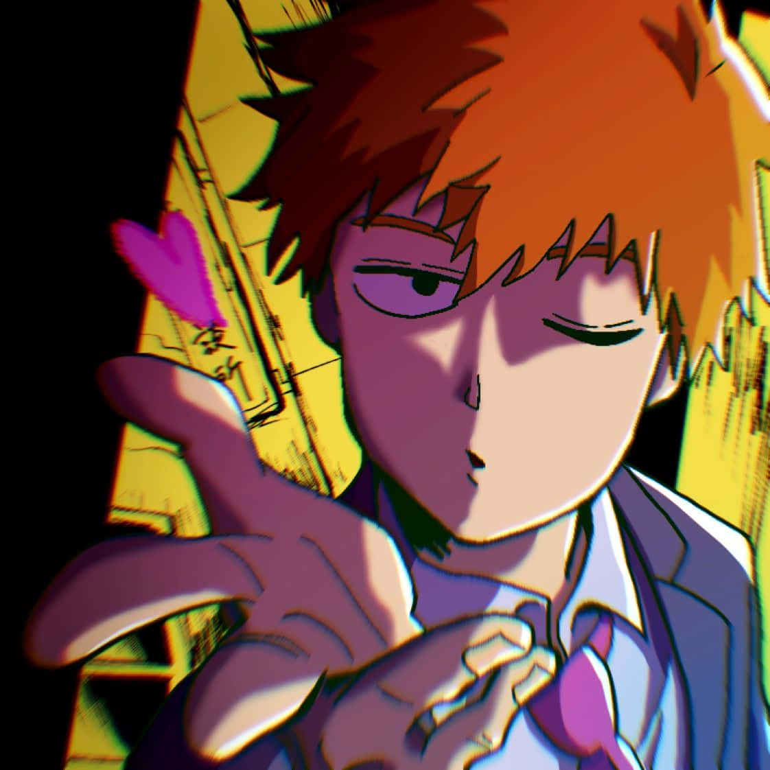 Arataka Reigen, spiky orange hair, purple eyes, SD Desktop Wallpaper