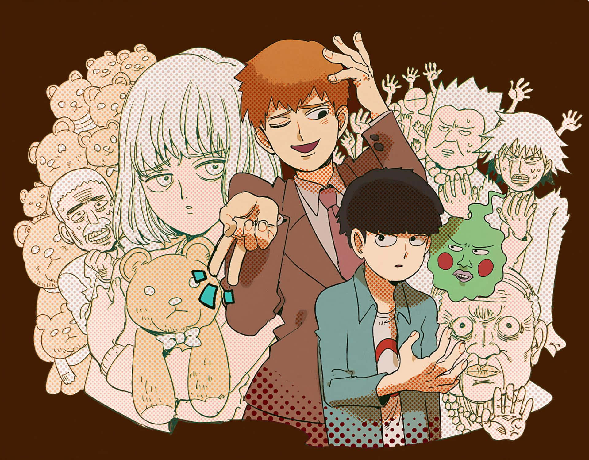 Arataka Reigen, ghostly faces, teddy bears, Full HD Desktop Wallpaper