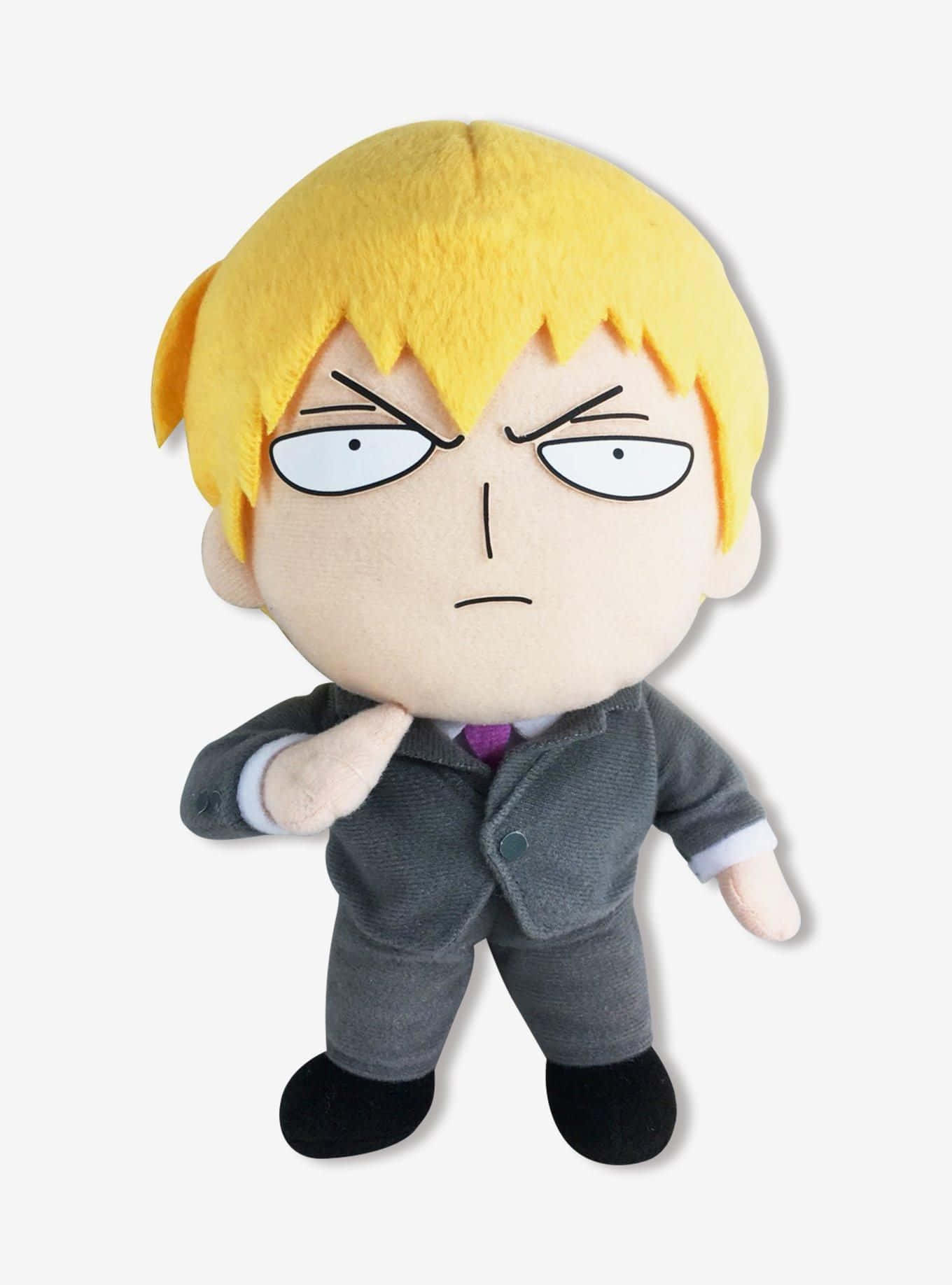 Arataka Reigen, blonde anime character, grey suit, HD Phone Wallpaper