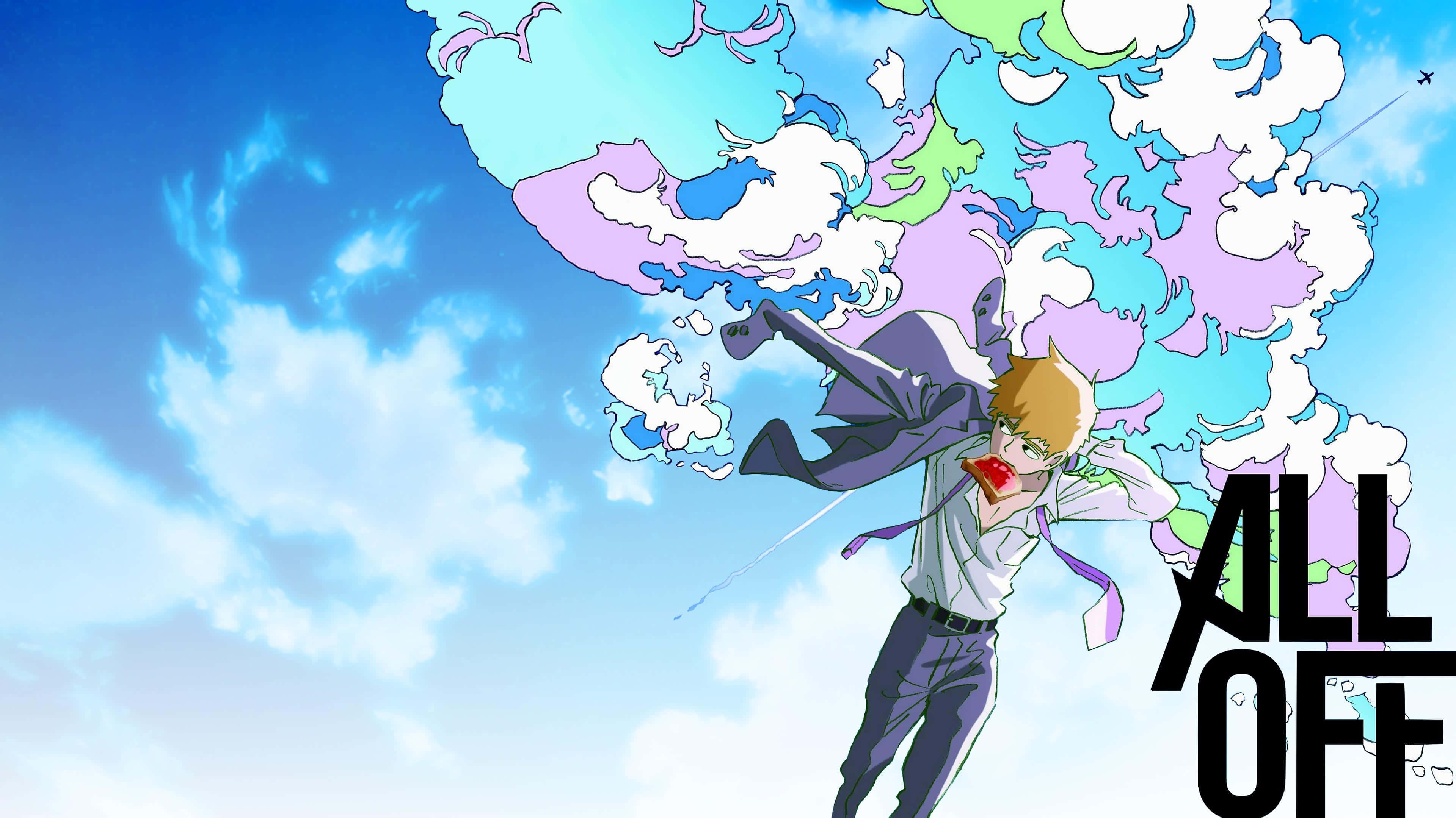 Arataka Reigen, blonde anime boy, white shirt, 4K Desktop Wallpaper