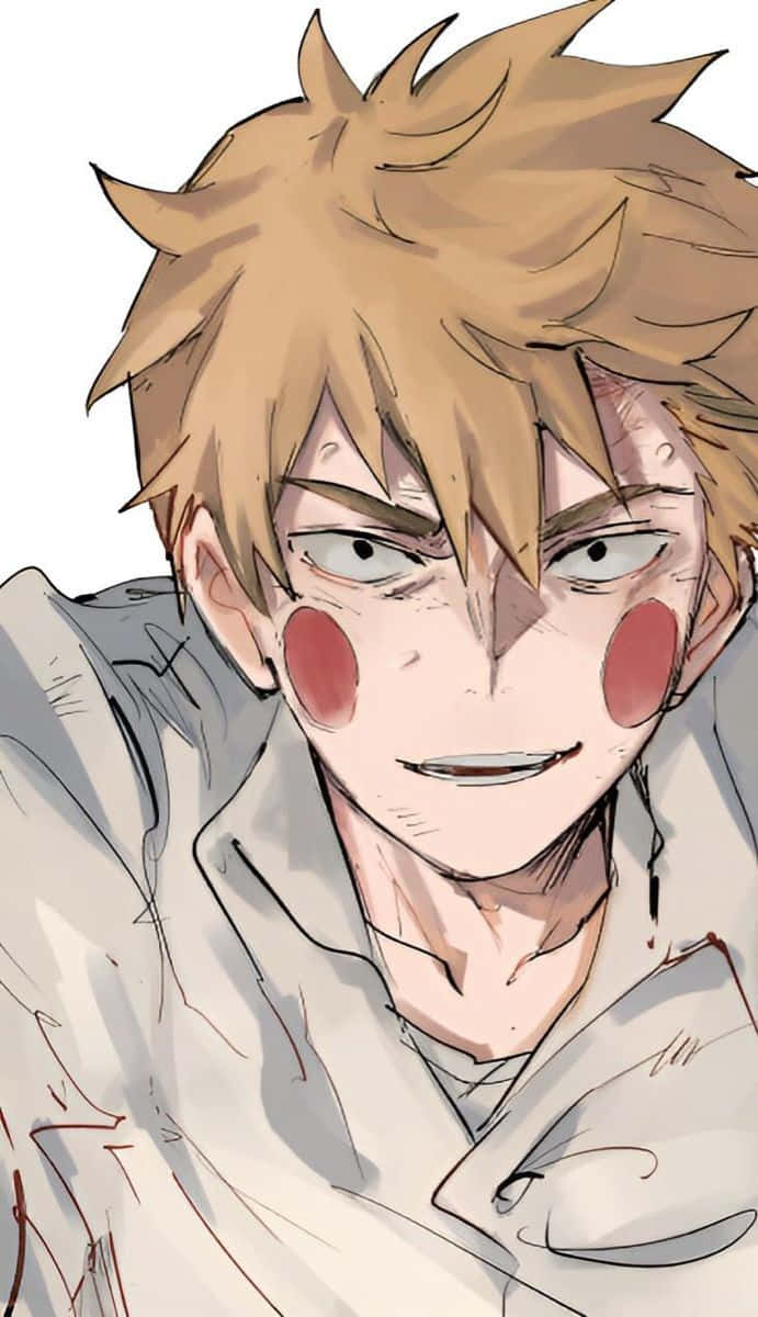Arataka Reigen, messy blonde hair, red cheek marks, SD Phone Wallpaper