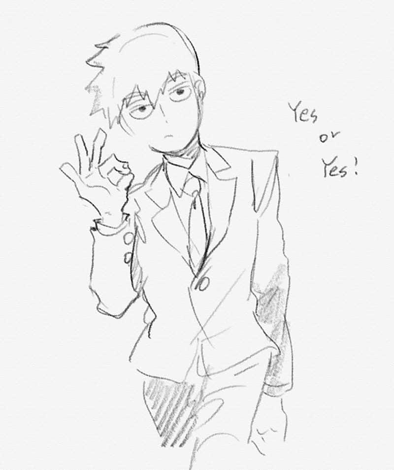 Arataka Reigen, anime boy, suit, SD Phone Wallpaper