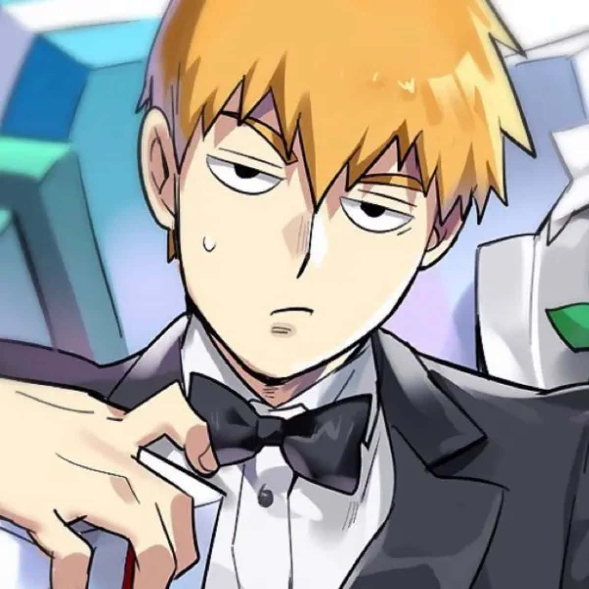 Arataka Reigen, spiky-haired anime boy, tuxedo, SD Desktop Wallpaper