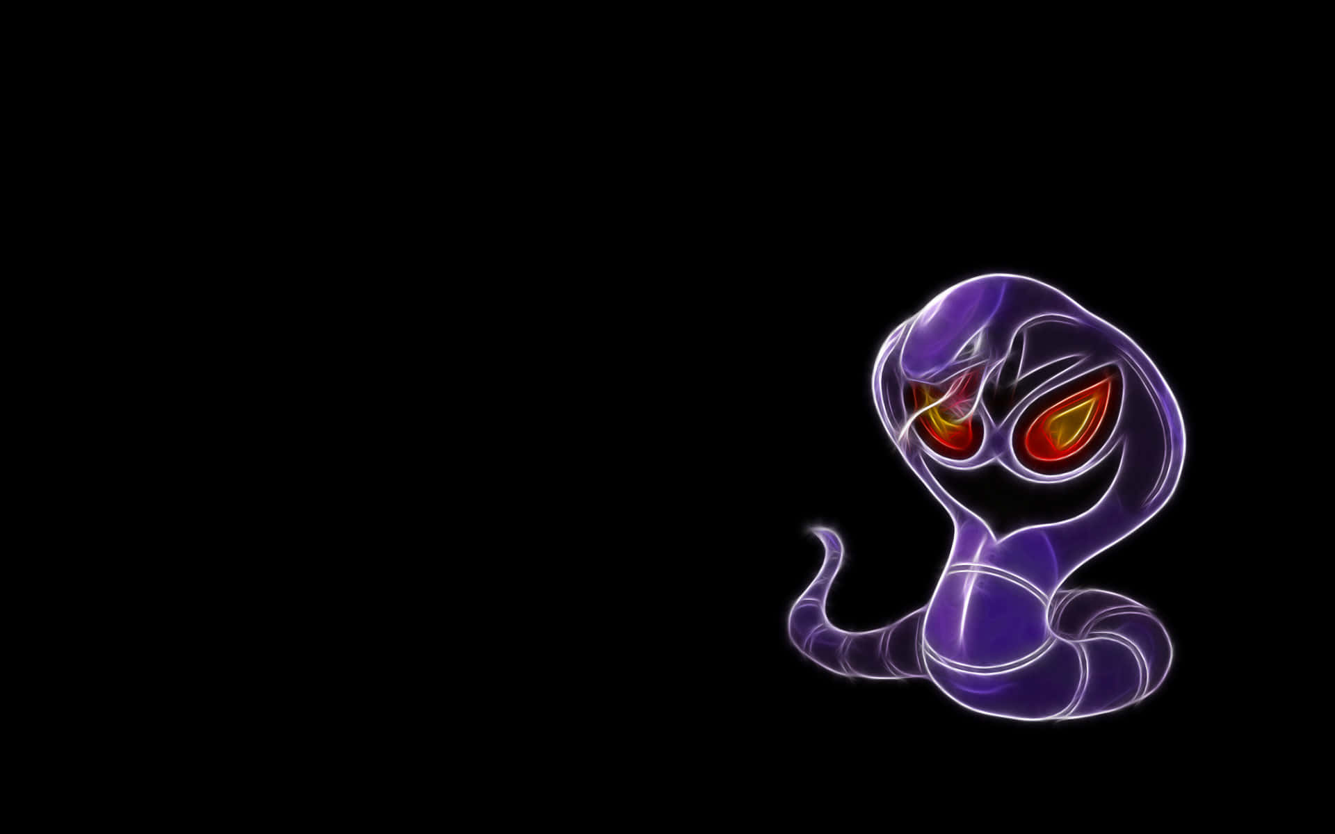 Neon Arbok, glowing purple snake, fiery red eyes, Full HD Desktop Wallpaper
