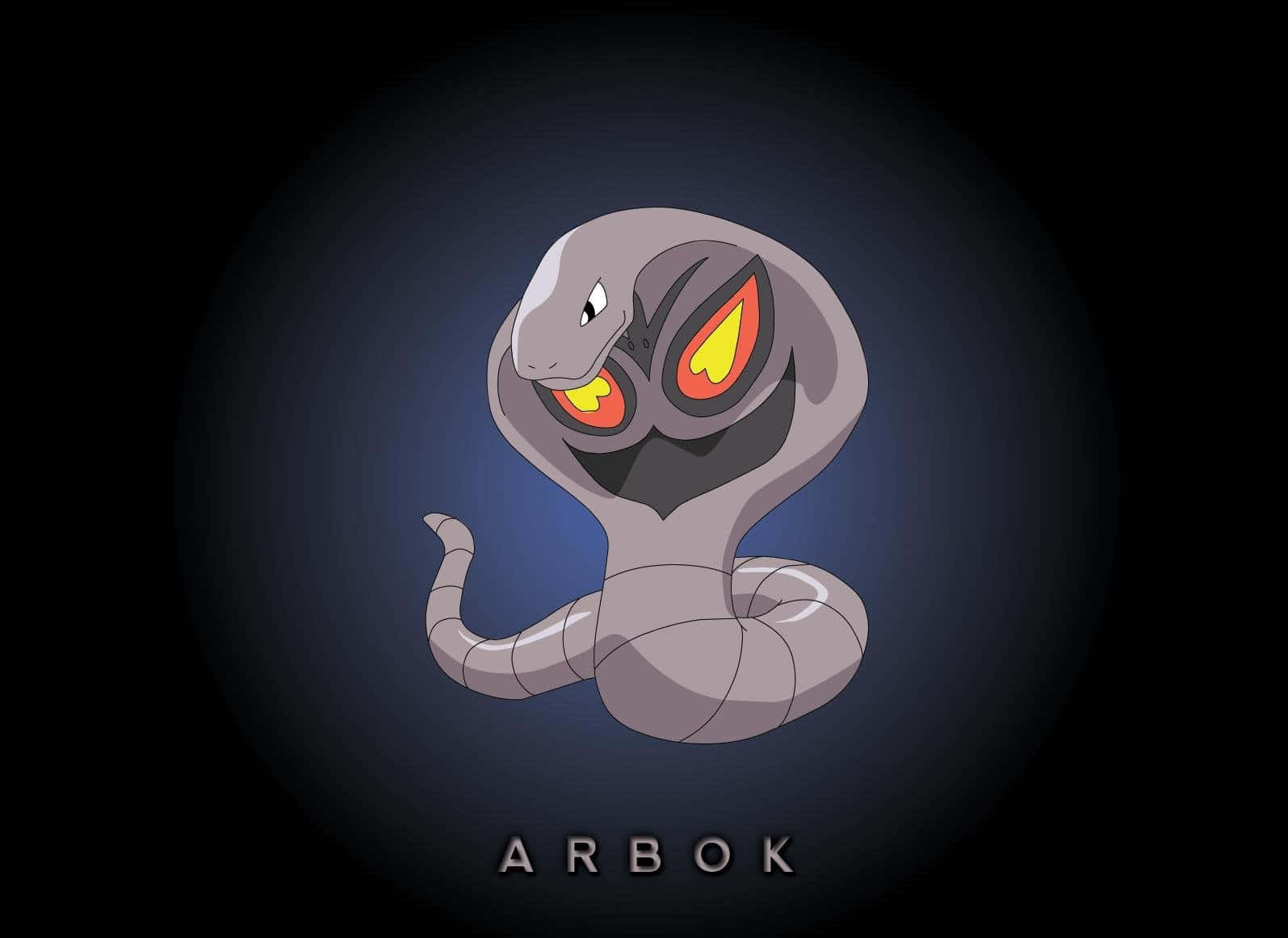 Arbok, glowing red eyes, dark blue spotlight background, HD Desktop Wallpaper
