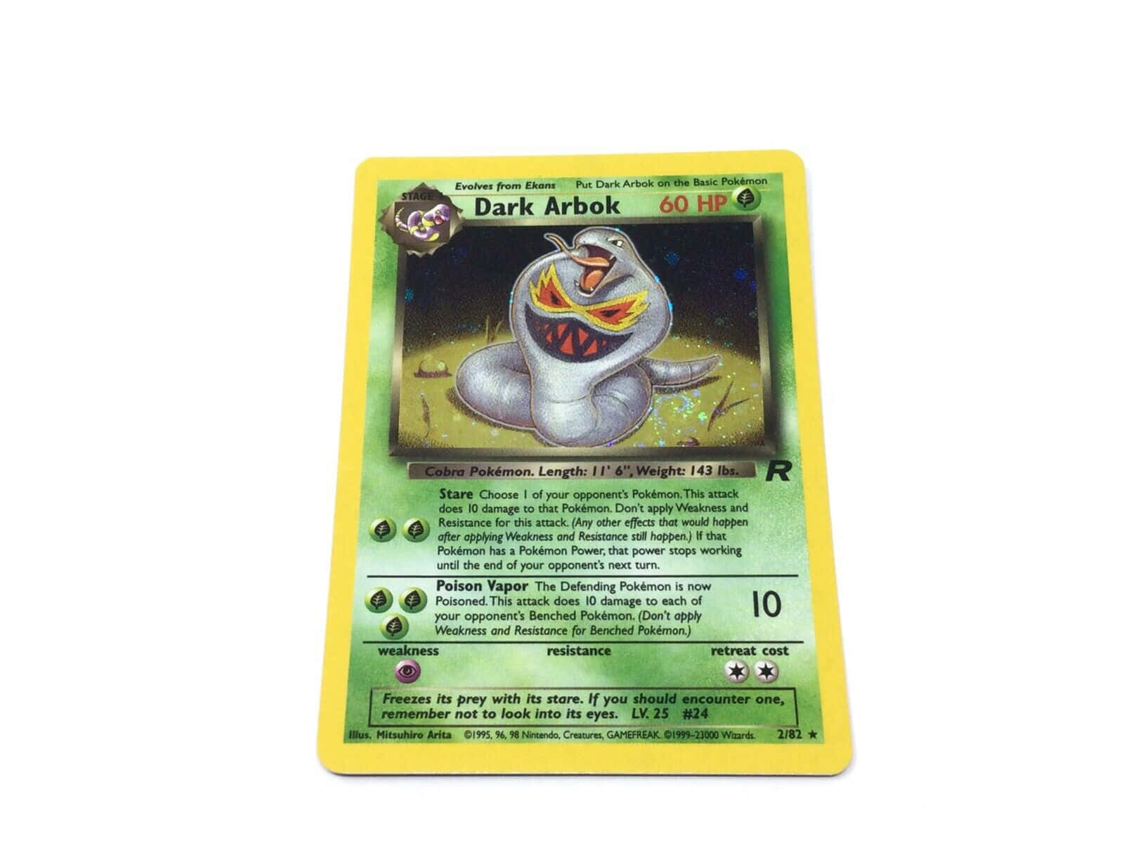 Dark Arbok, vintage Pokémon trading card, menacing grin, HD Desktop Wallpaper