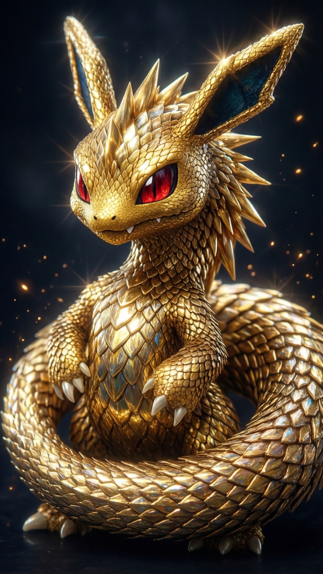 Shiny Arbok, golden scales, sparkles, Full HD Phone Wallpaper