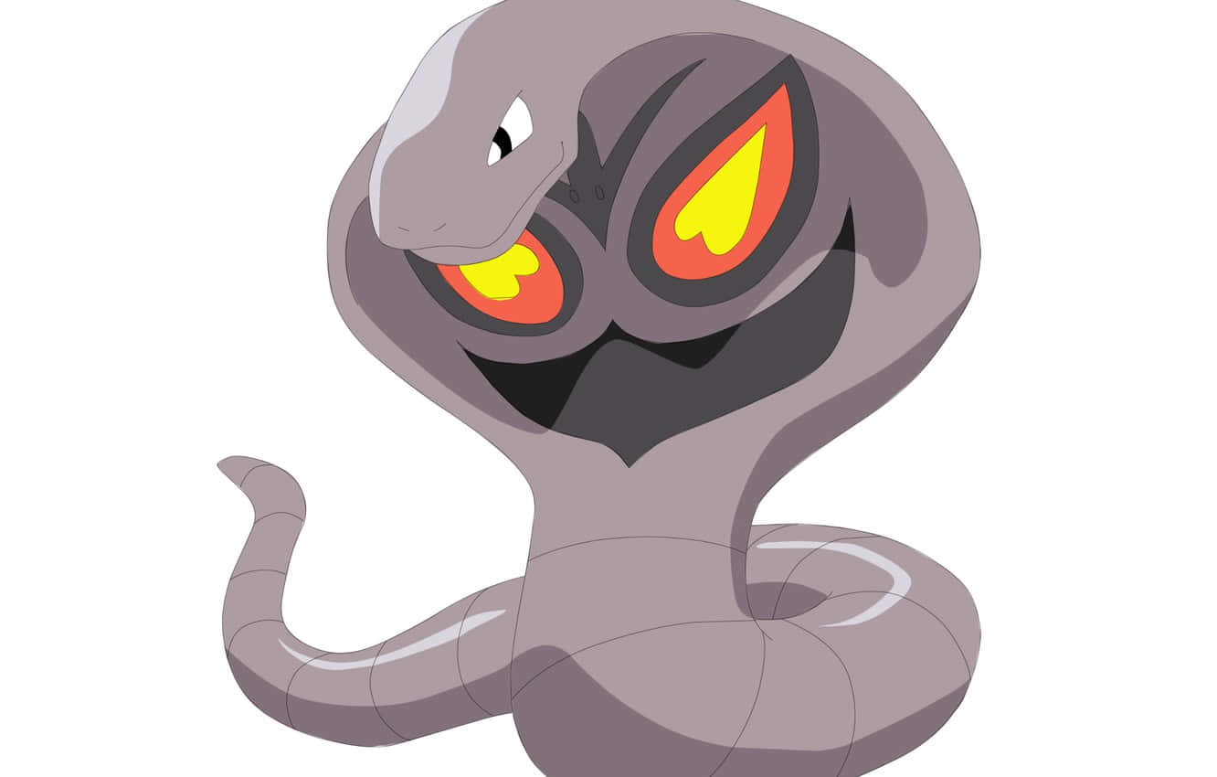Gray Arbok, glowing orange eyes, menacing grin, HD Desktop Wallpaper