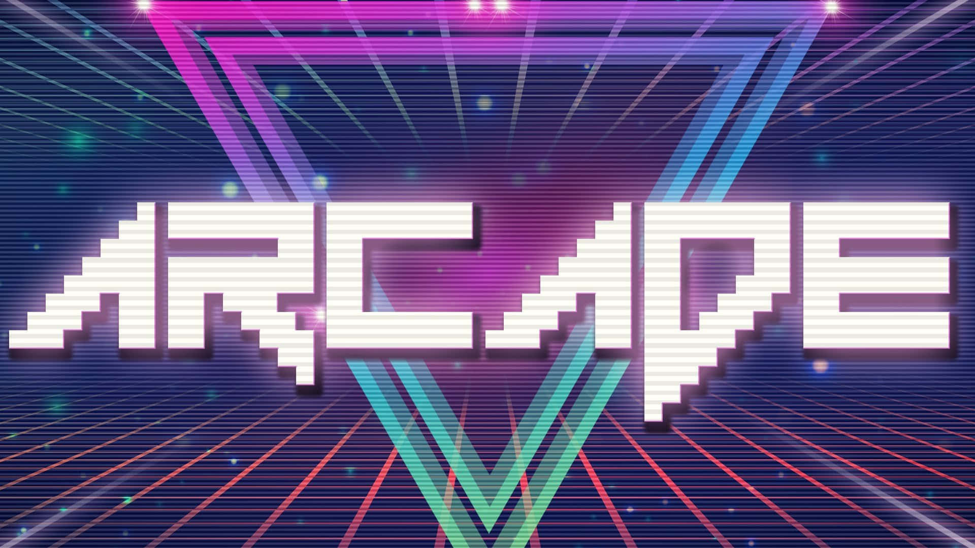 80s retro arcade, pixelated ARCADE text, vibrant retro-futuristic grid, Full HD Desktop Wallpaper