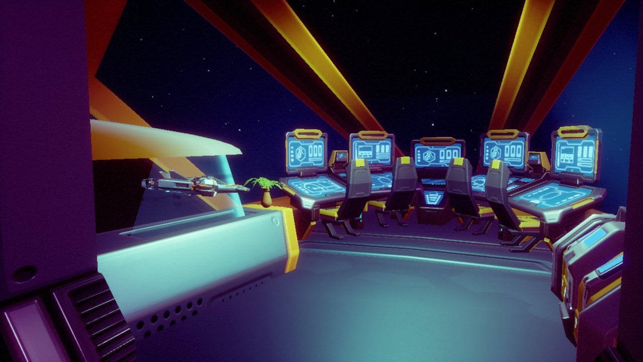 Arcade, futuristic spaceship cockpit, glowing blue panels, HD Desktop Wallpaper