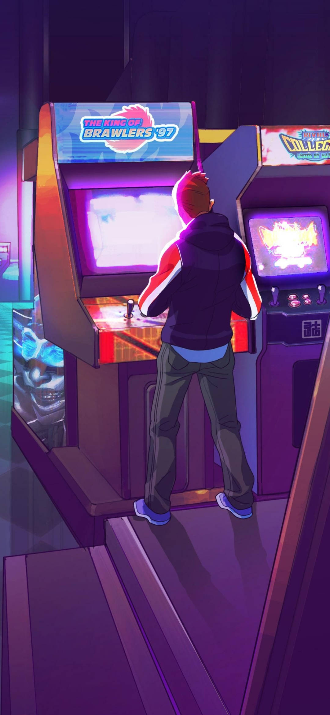 Arcade, neon lights, retro arcade game, Full HD Phone Wallpaper