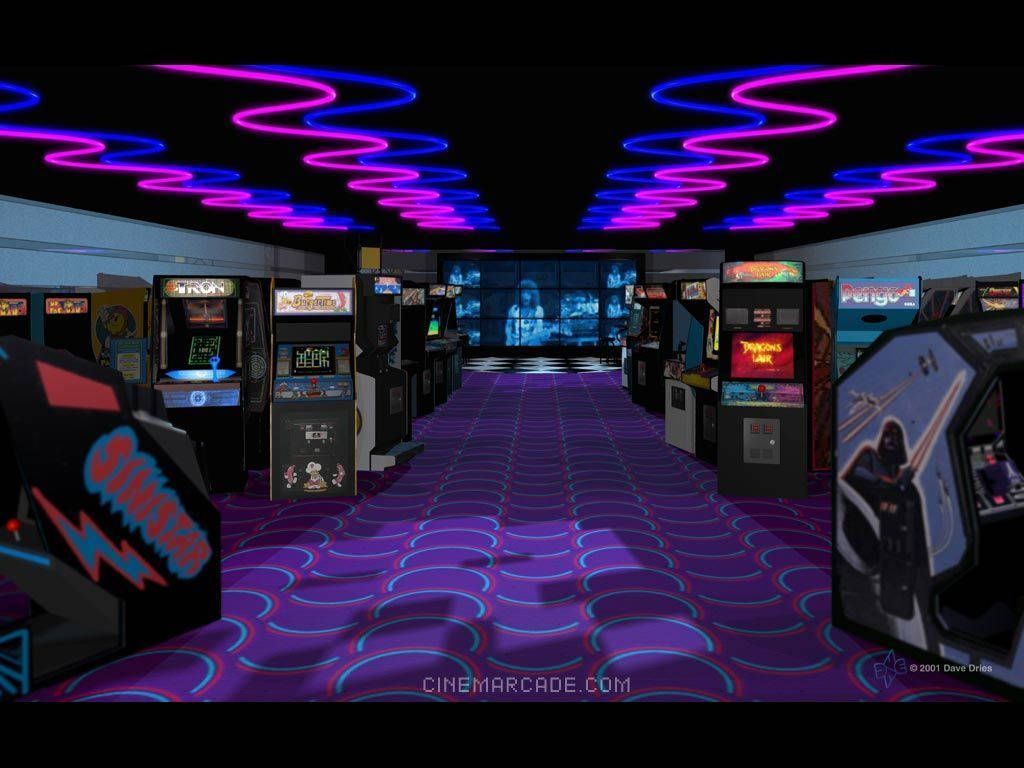 Arcade, purple, blue neon swirls, SD Desktop Wallpaper
