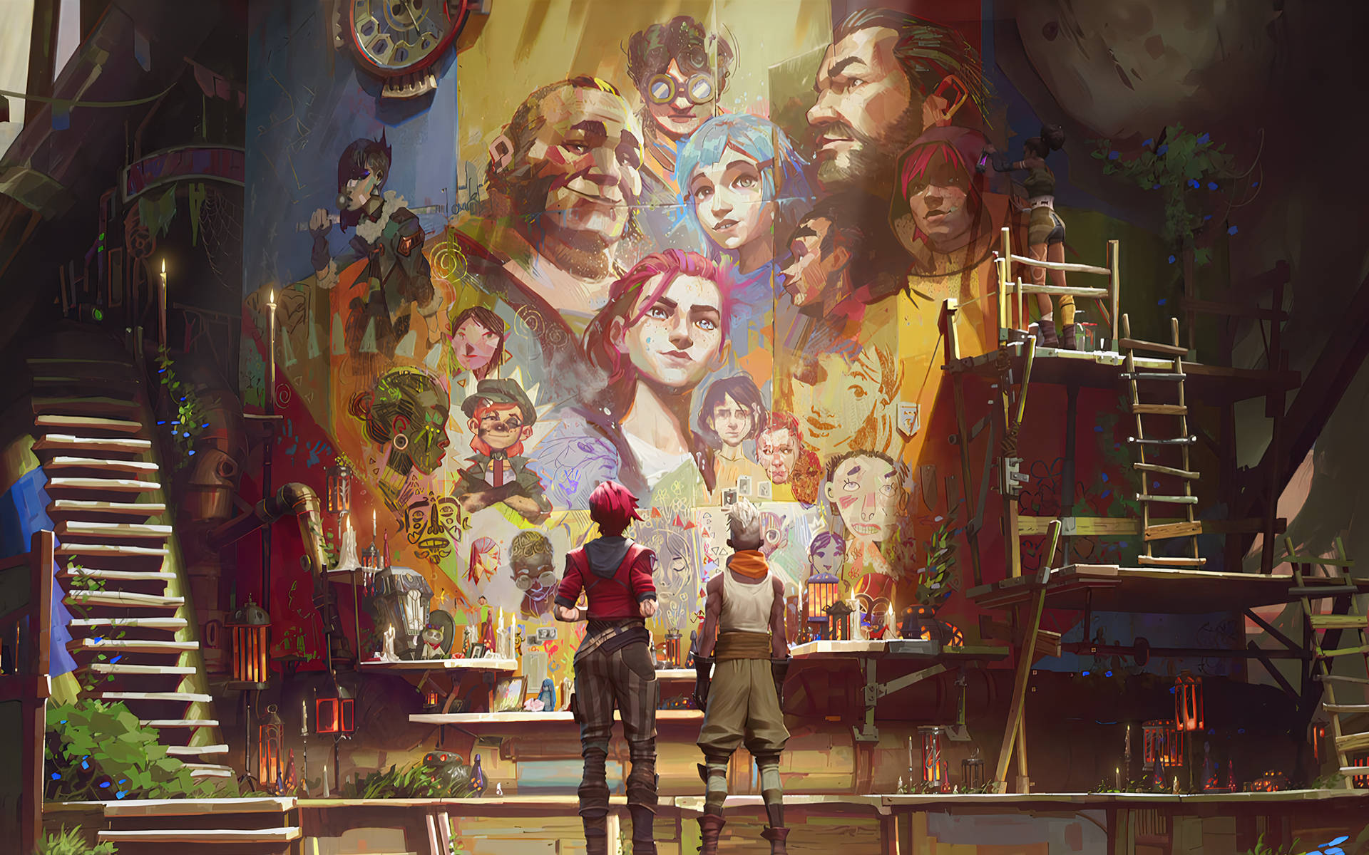 Arcane League Of Legends, wall painting, adventurers, Full HD Desktop Wallpaper
