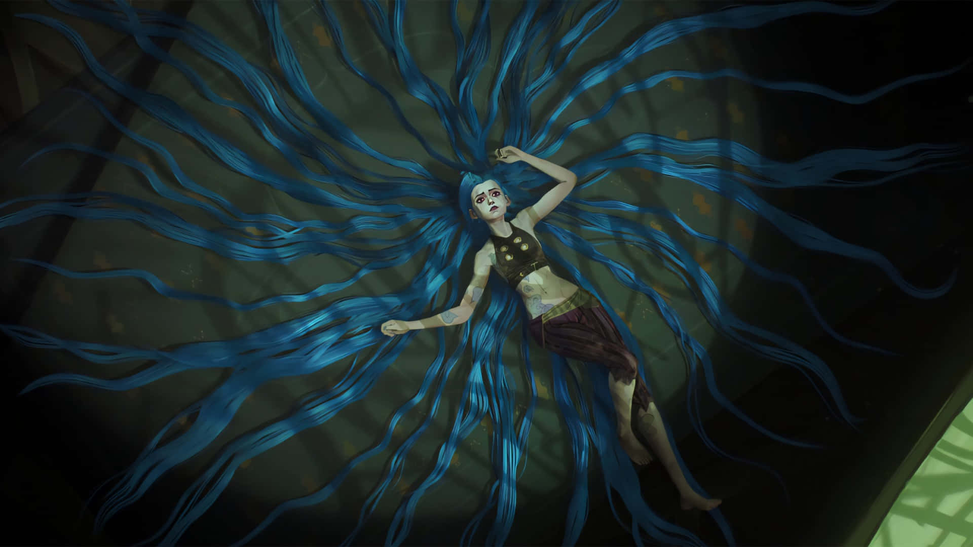Arcane Season 2, blue hair, underwater, Full HD Desktop Wallpaper