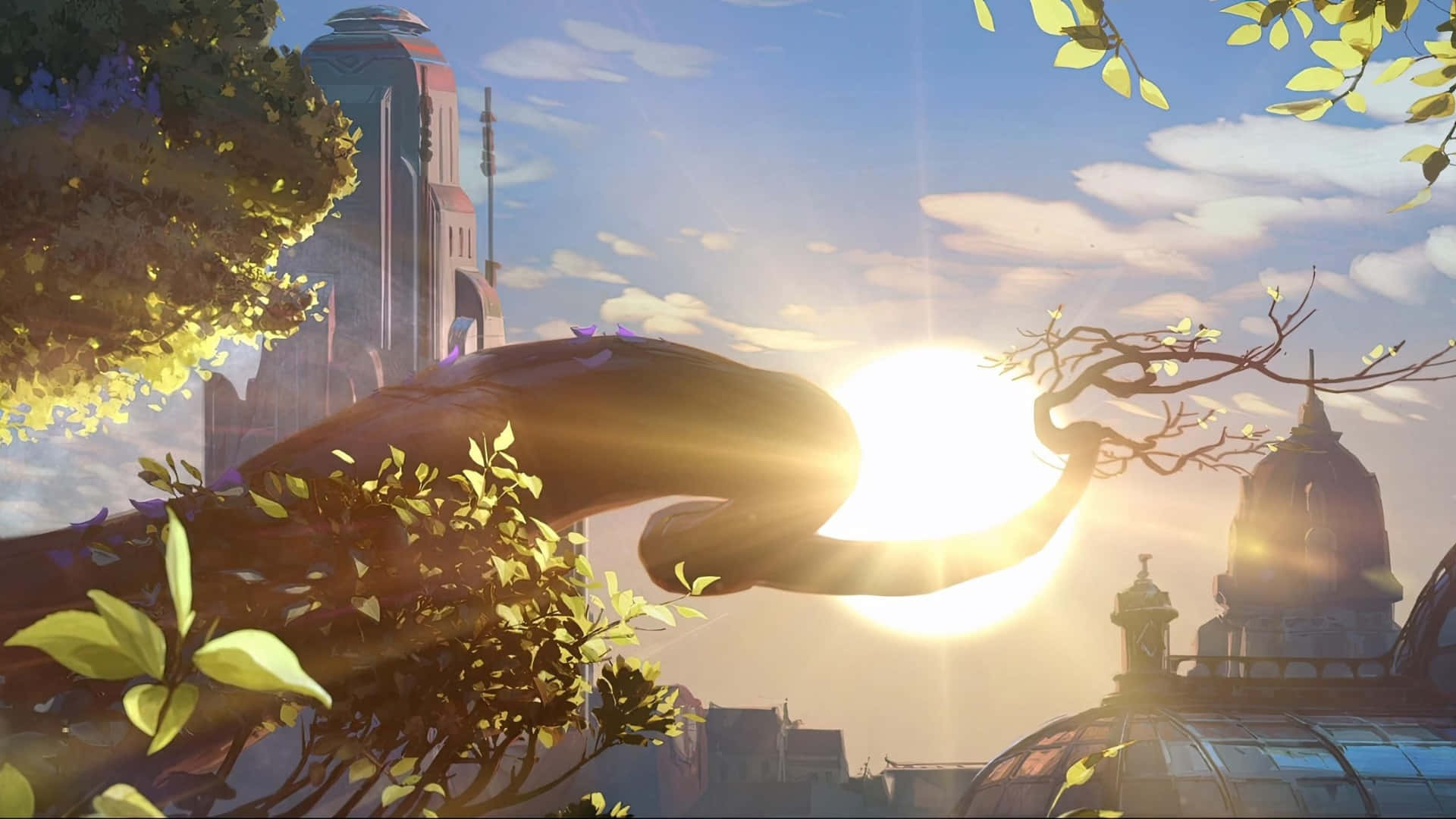Arcane Season 2, giant tree root, glowing sun, Full HD Desktop Wallpaper
