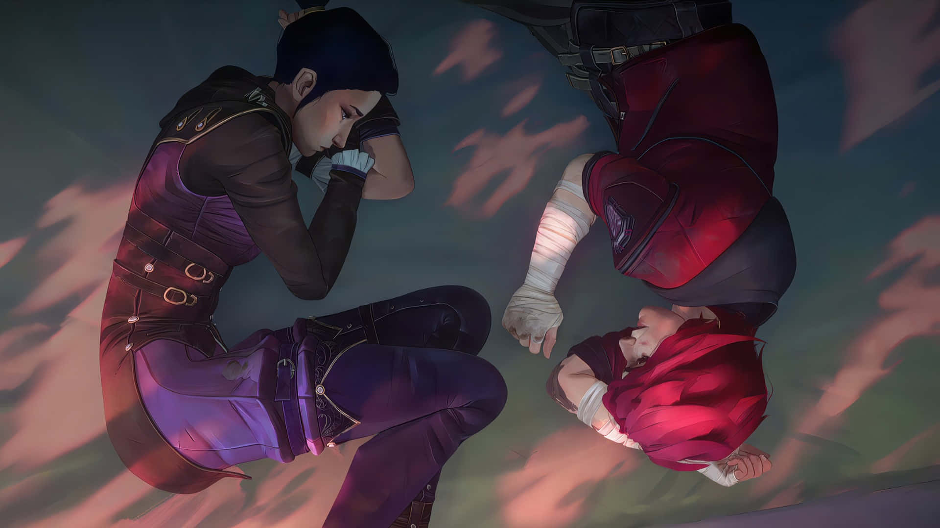 Arcane Season 2, emotional scene, anime-style characters, Full HD Desktop Wallpaper
