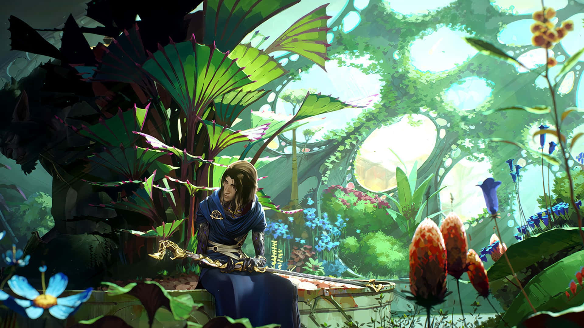 Arcane Season 2, blue robes, giant leafy plants, Full HD Desktop Wallpaper