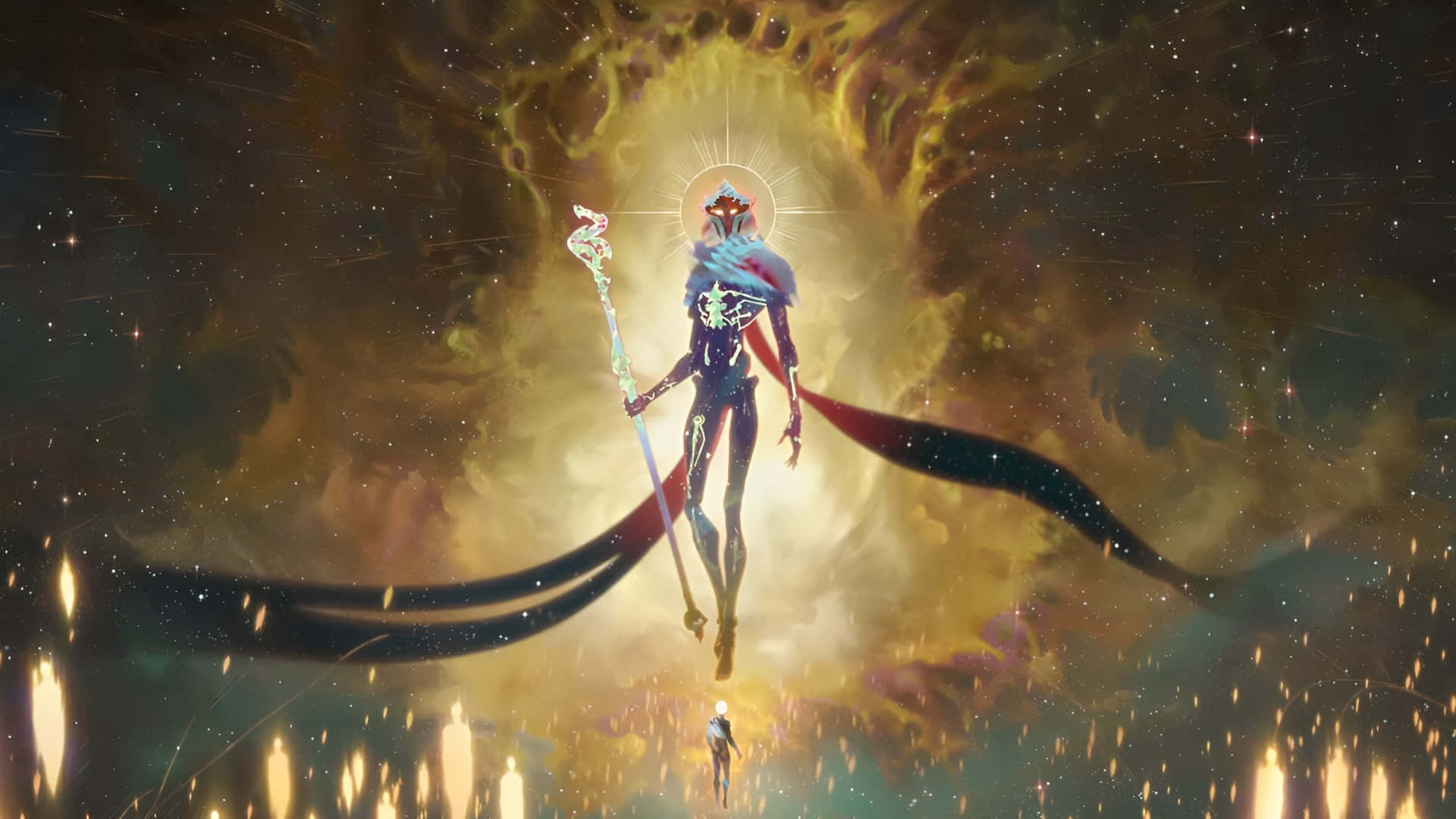 Arcane Season 2, cosmic figure, glowing halo, Full HD Desktop Wallpaper