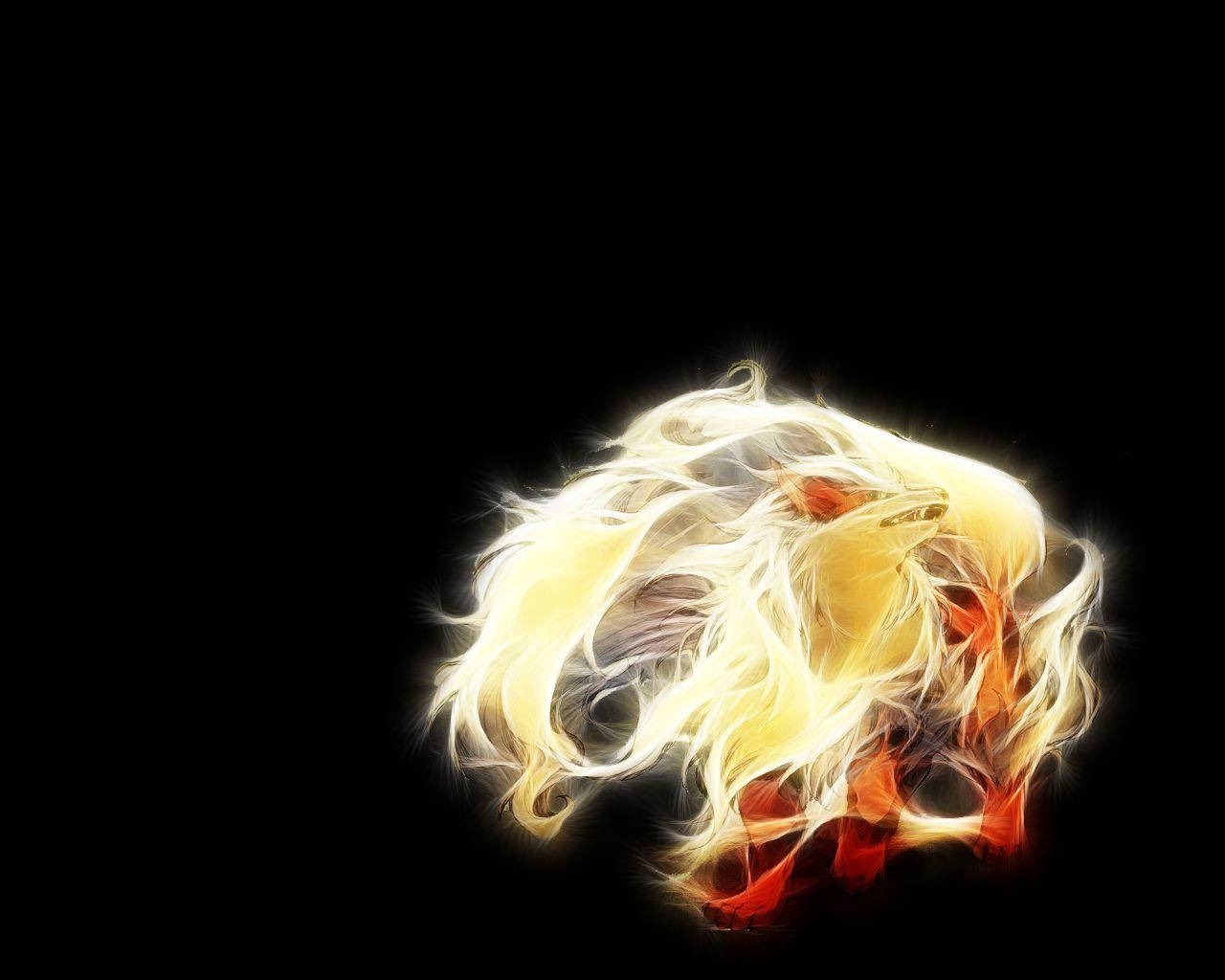Arcanine, glowing mane lines, fiery orange fur, HD Desktop Wallpaper