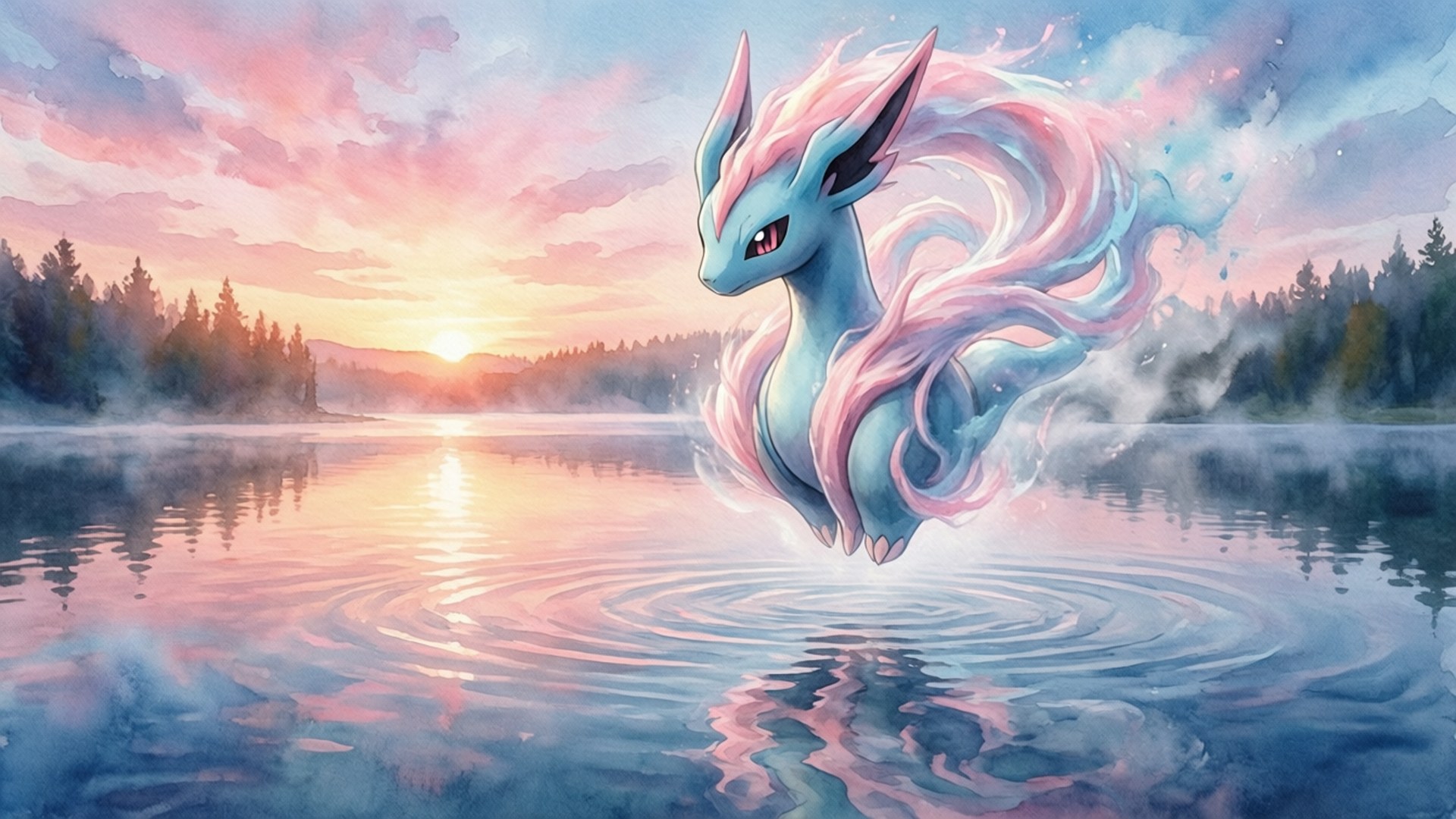 Arceus, watercolor, dawn, Full HD Desktop Wallpaper