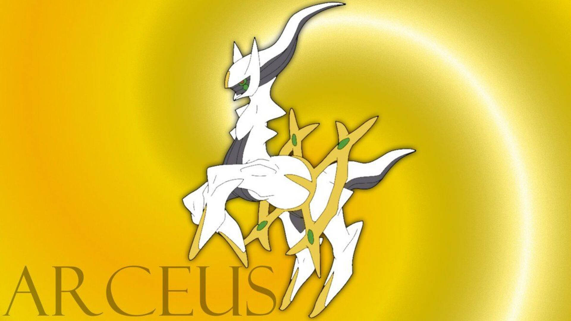 Arceus, white and gold, radiant yellow gradient background, Full HD Desktop Wallpaper
