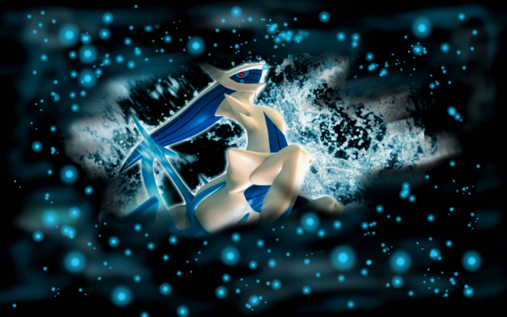 Blue Water Arceus, blue and white, glowing blue orbs, Full HD Desktop Wallpaper