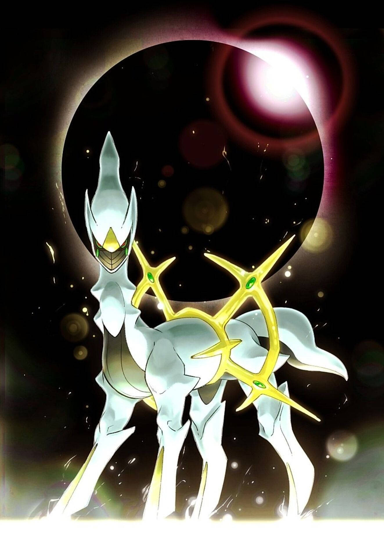Arceus, glowing landscape, cosmic eclipse backdrop, Full HD Phone Wallpaper