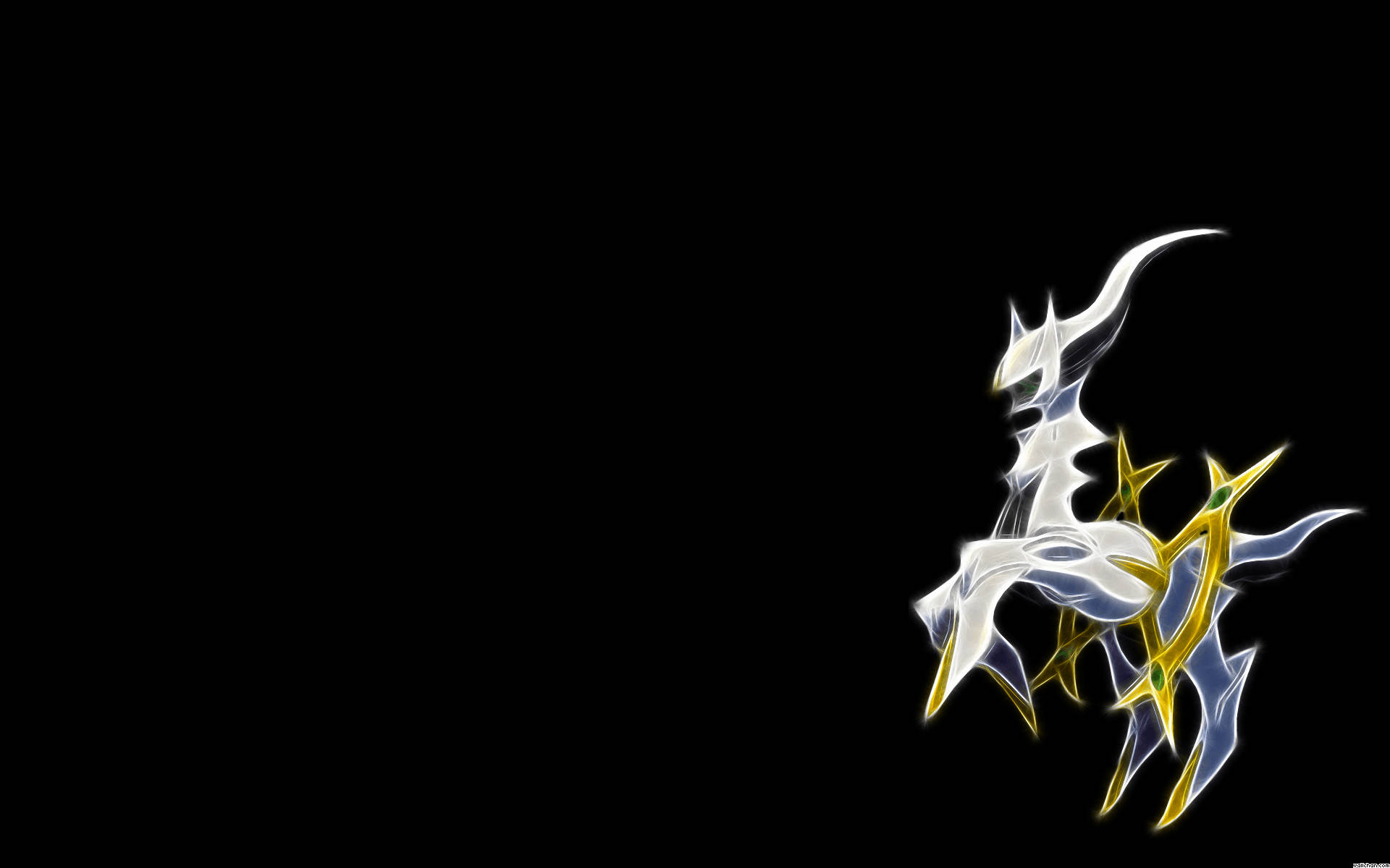 Arceus, glowing white and gold, stylized dragon, Full HD Desktop Wallpaper