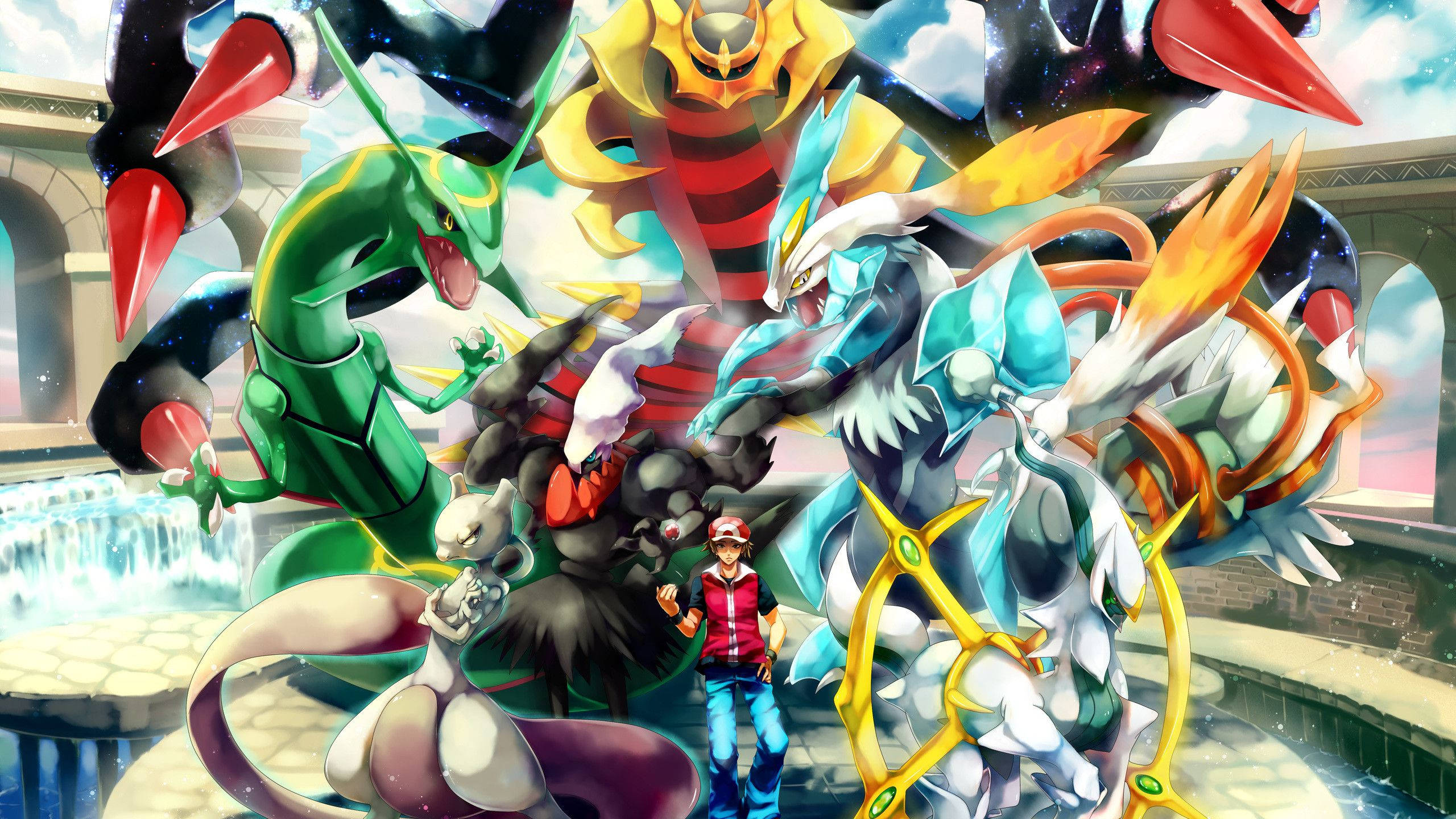 Arceus, legendary Pokémon, young trainer, 2K Desktop Wallpaper