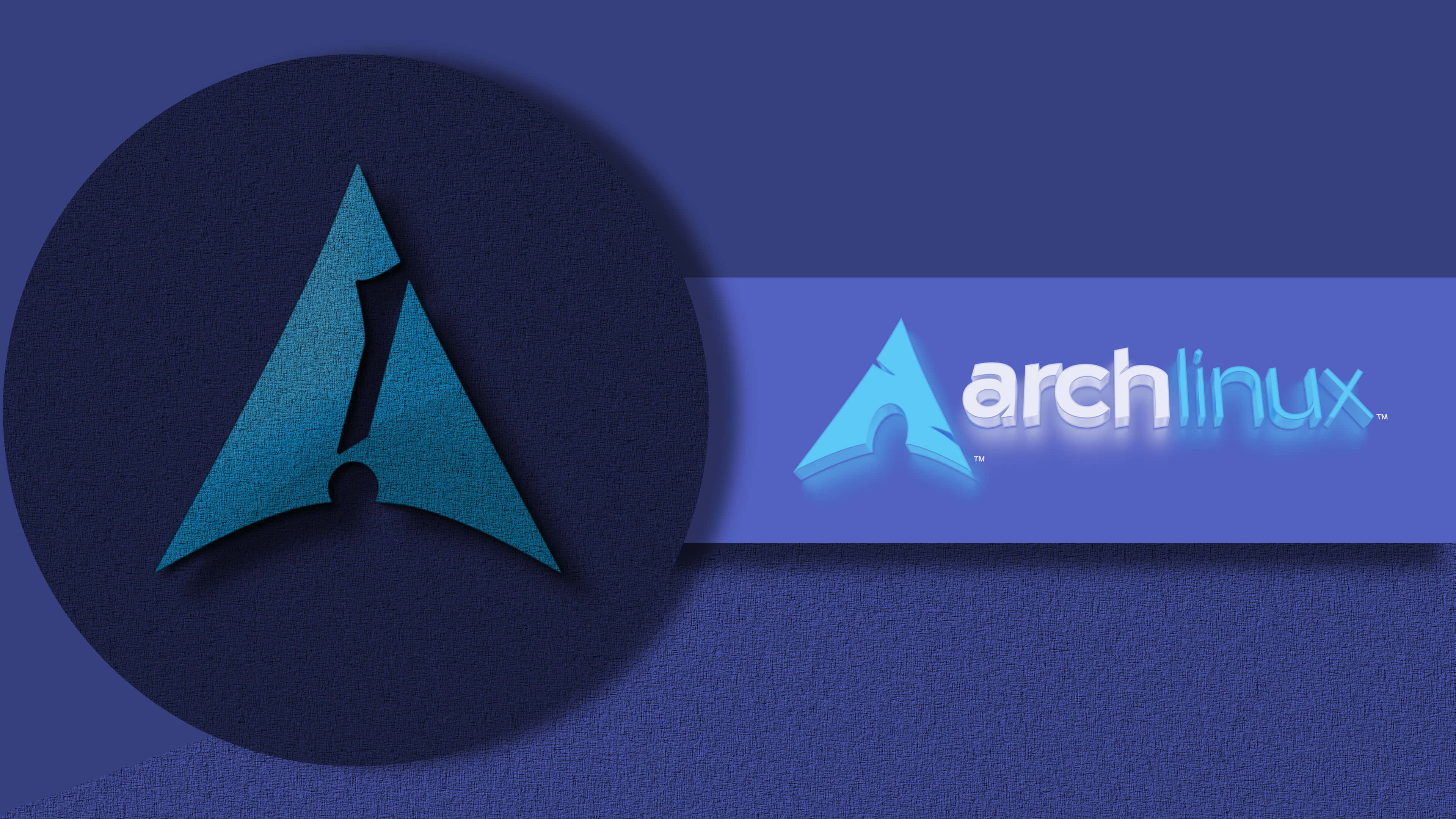 Arch Linux, glowing blue, textured dark blue background, 4K Desktop Wallpaper