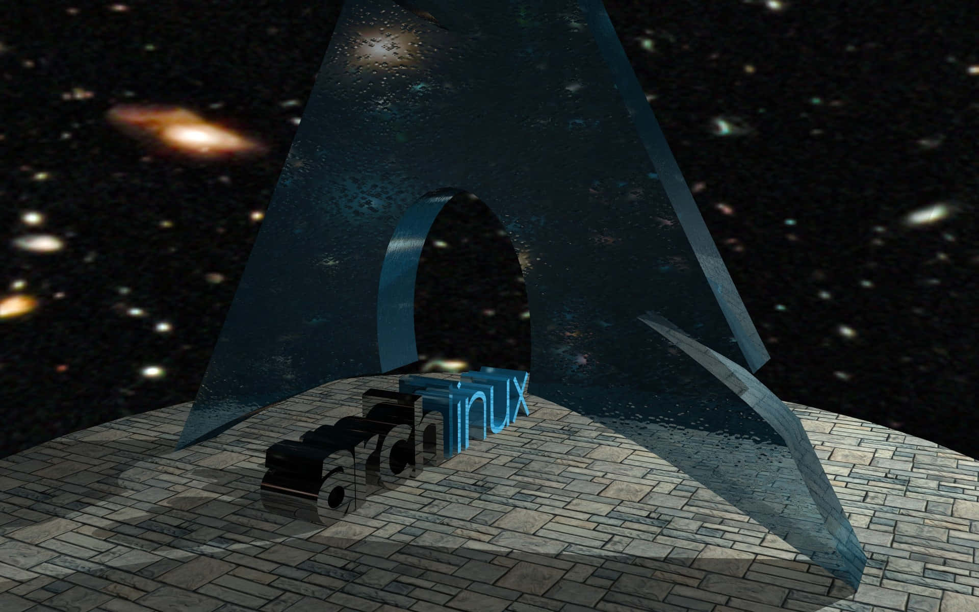 Arch Linux, glowing blue Arch Linux logo, stone platform, Full HD Desktop Wallpaper
