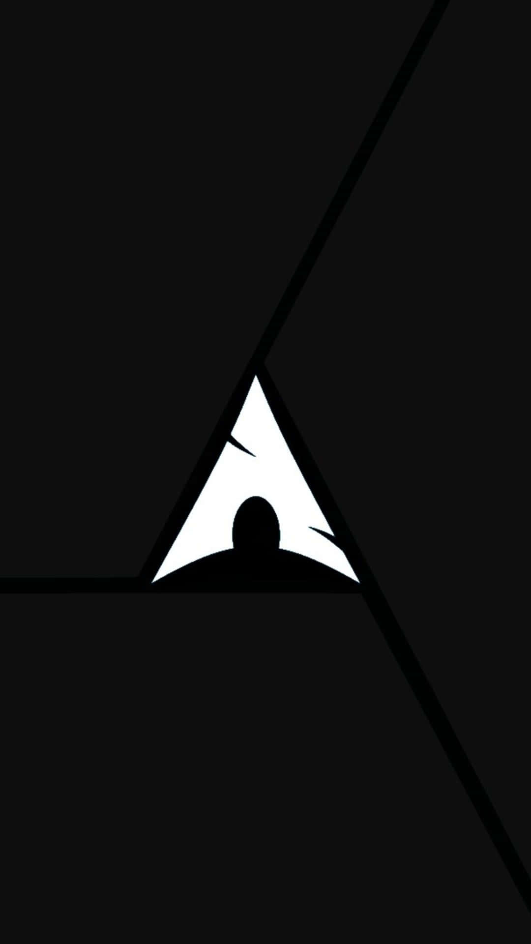 Arch Linux, white triangular logo, black silhouette head, Full HD Phone Wallpaper