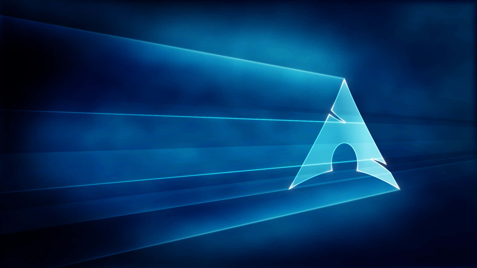 Arch Linux, glowing blue triangular logo, curved cutout, Full HD Desktop Wallpaper