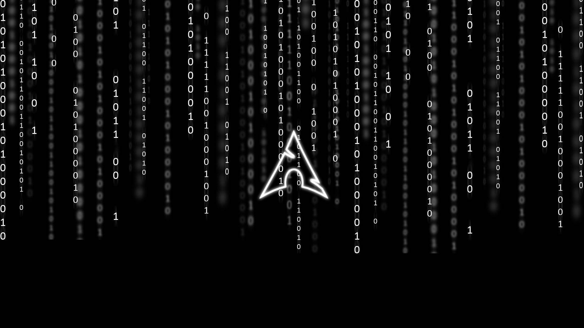 Arch Linux, white triangular logo, binary code, Full HD Desktop Wallpaper