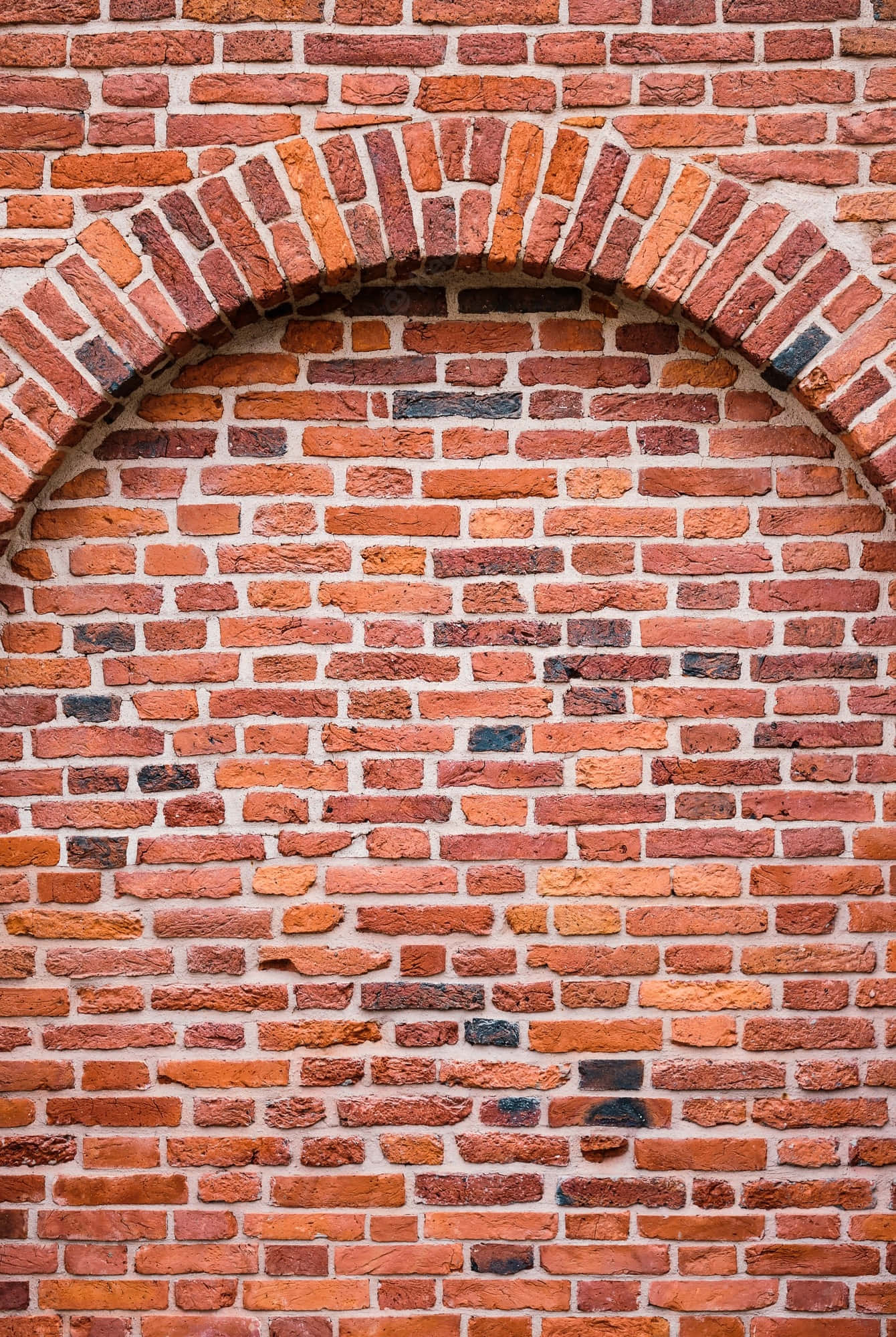 red brick wall, arched brickwork detail, weathered, Full HD Phone Wallpaper