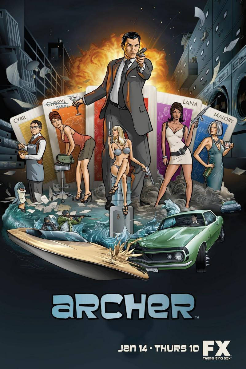 Archer, female characters, green muscle car, SD Phone Wallpaper