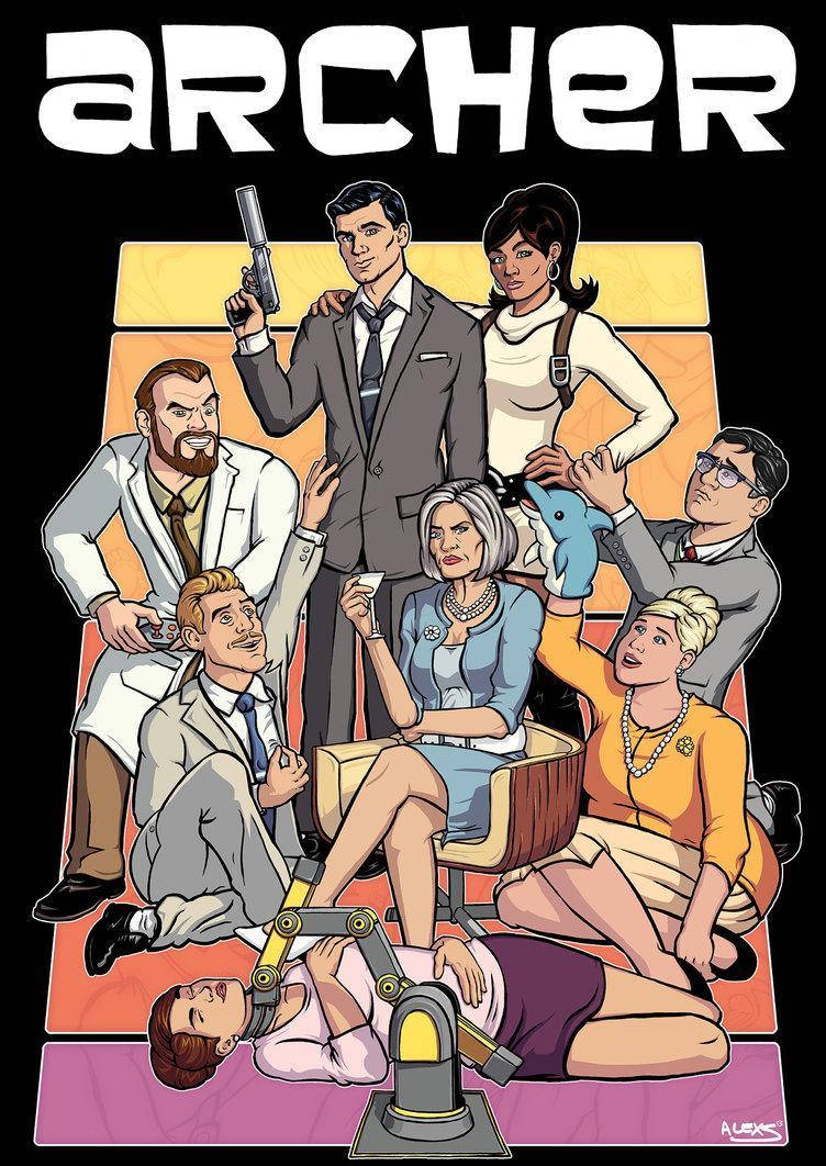 Archer, animated sitcom, retro spy outfits, SD Phone Wallpaper