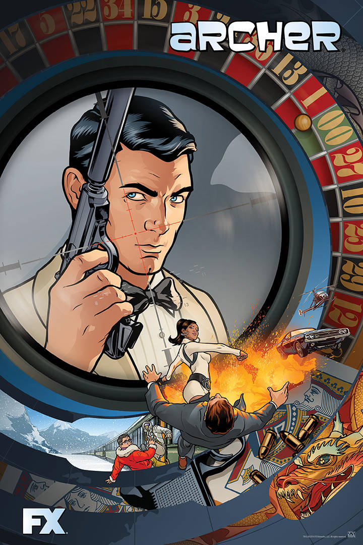 Archer, gun, roulette wheel, SD Phone Wallpaper