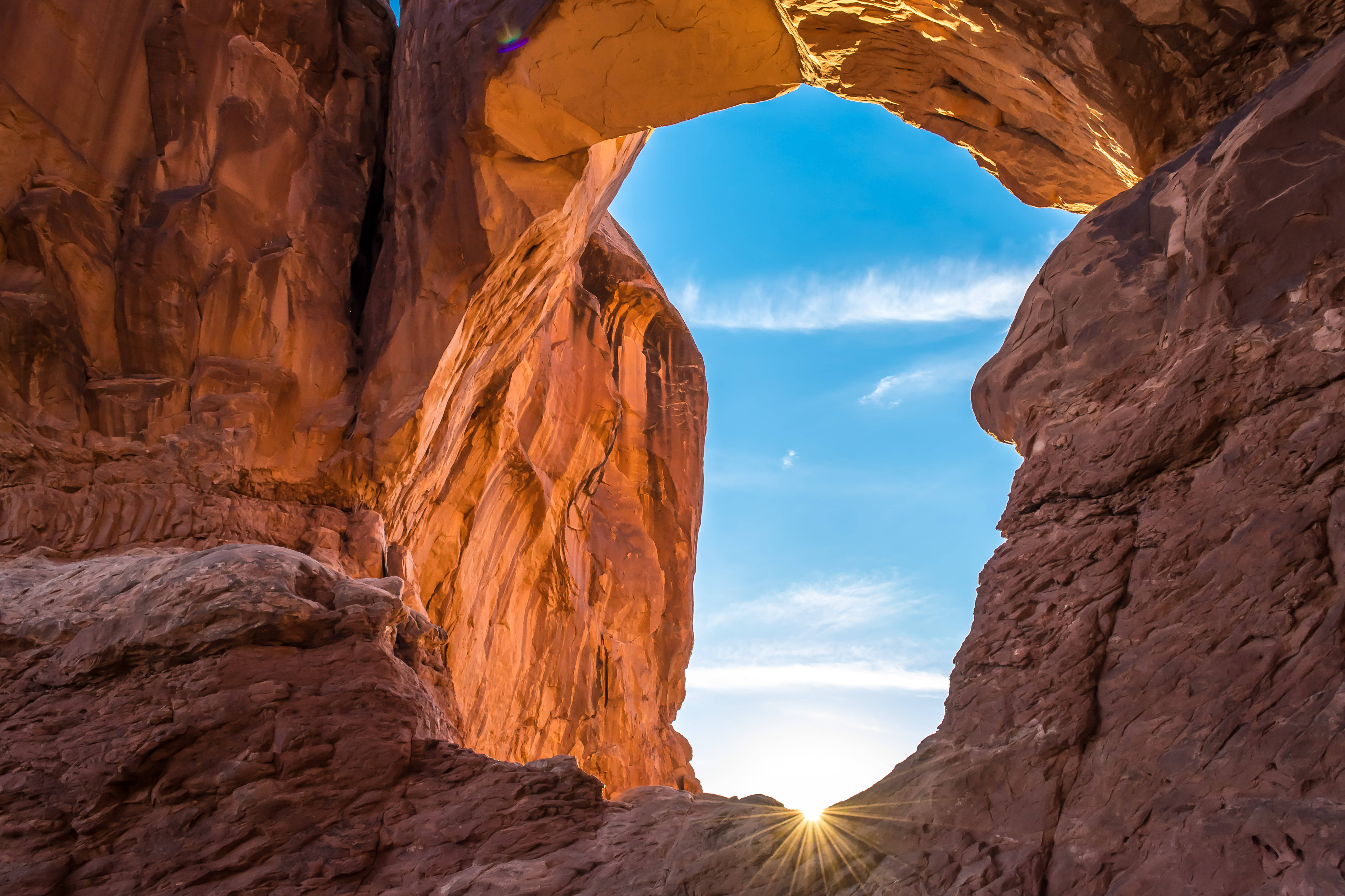 Arches National Park, red rock arch, vibrant blue sky, 5K Desktop Wallpaper